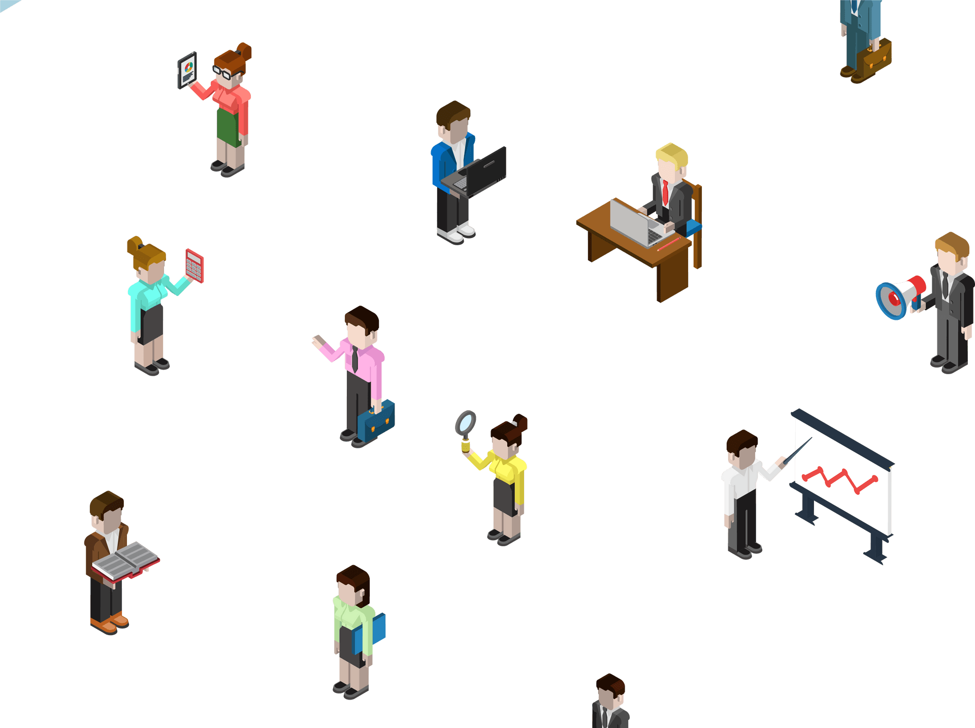Isometric Office Workers Collection PNG