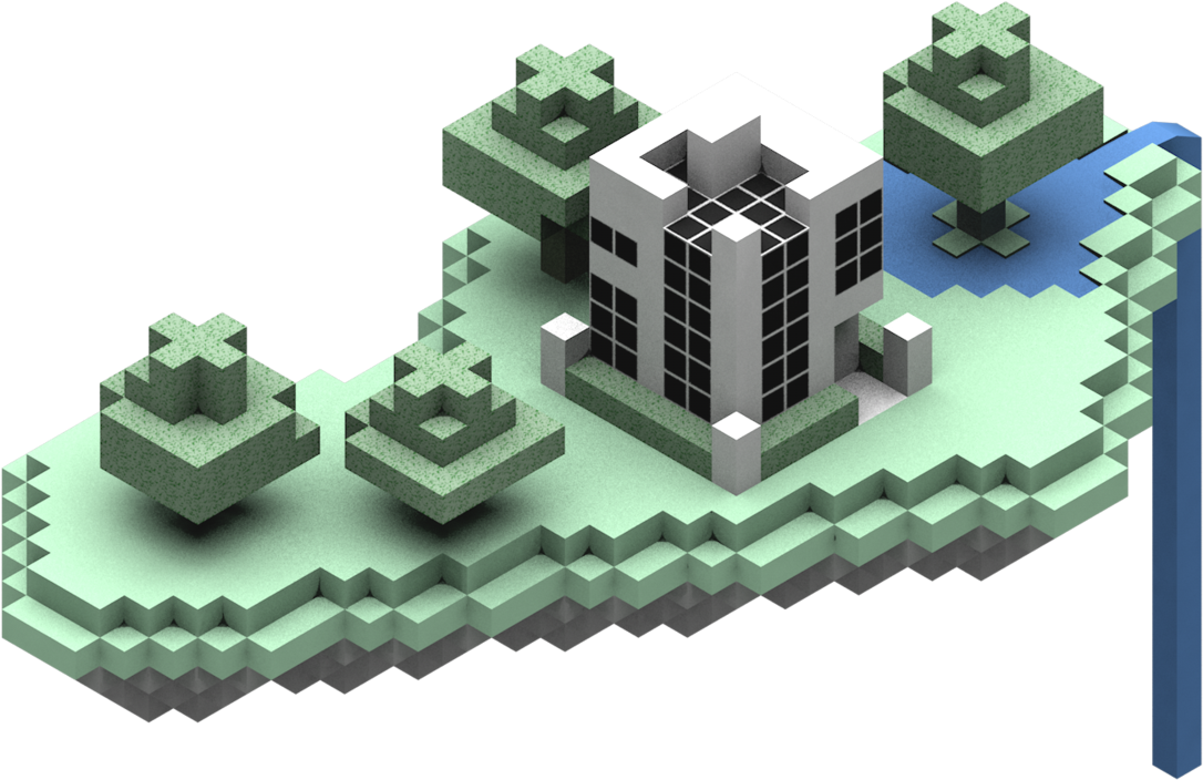 Isometric Pixel Art Cityscape PNG