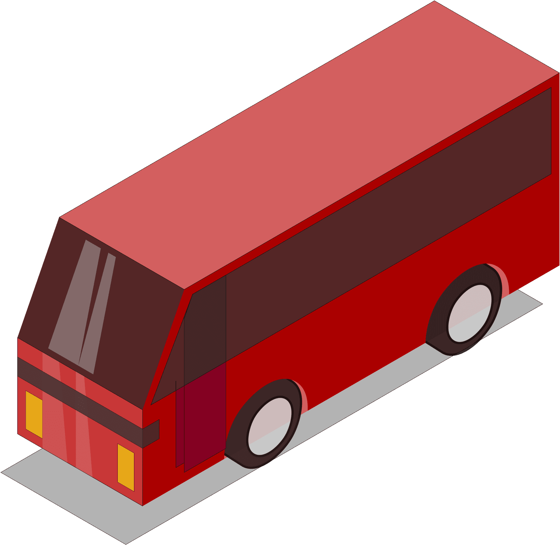 Isometric Red Bus3 D Rendering PNG