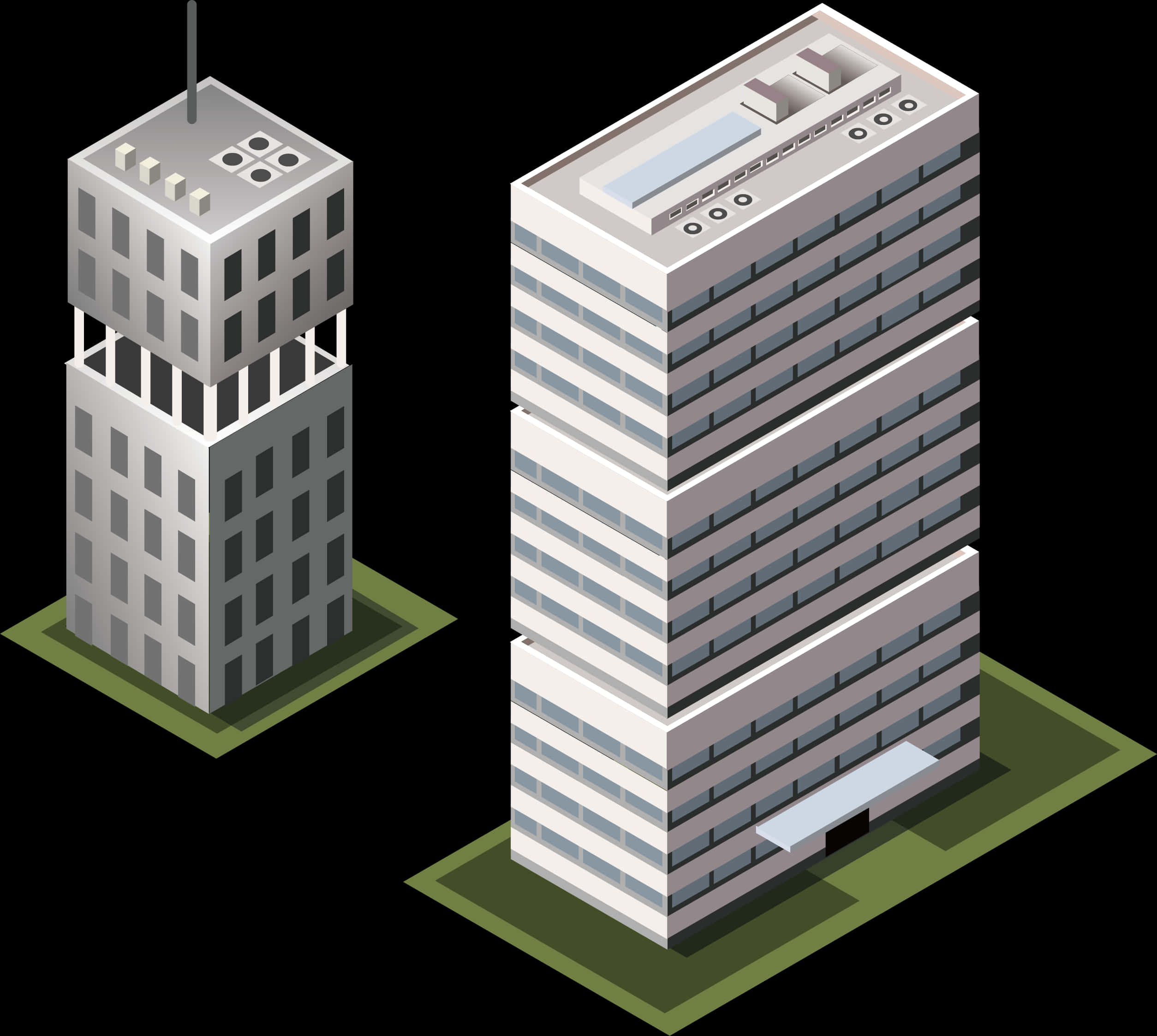 Isometric Skyscrapers Illustration PNG