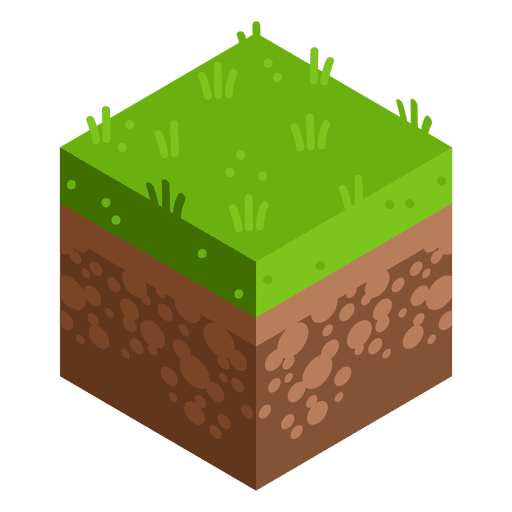 Isometric Soil Grass Cube PNG