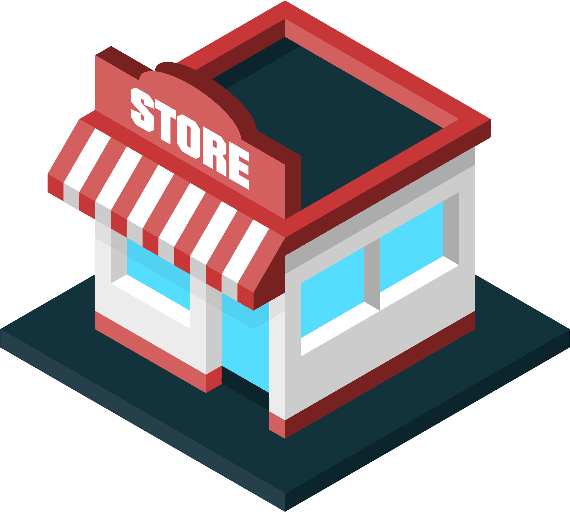 Isometric Storefront Illustration PNG