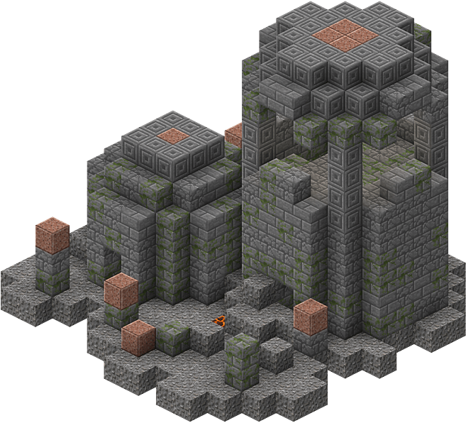 Isometric Underwater Ruins Structure PNG