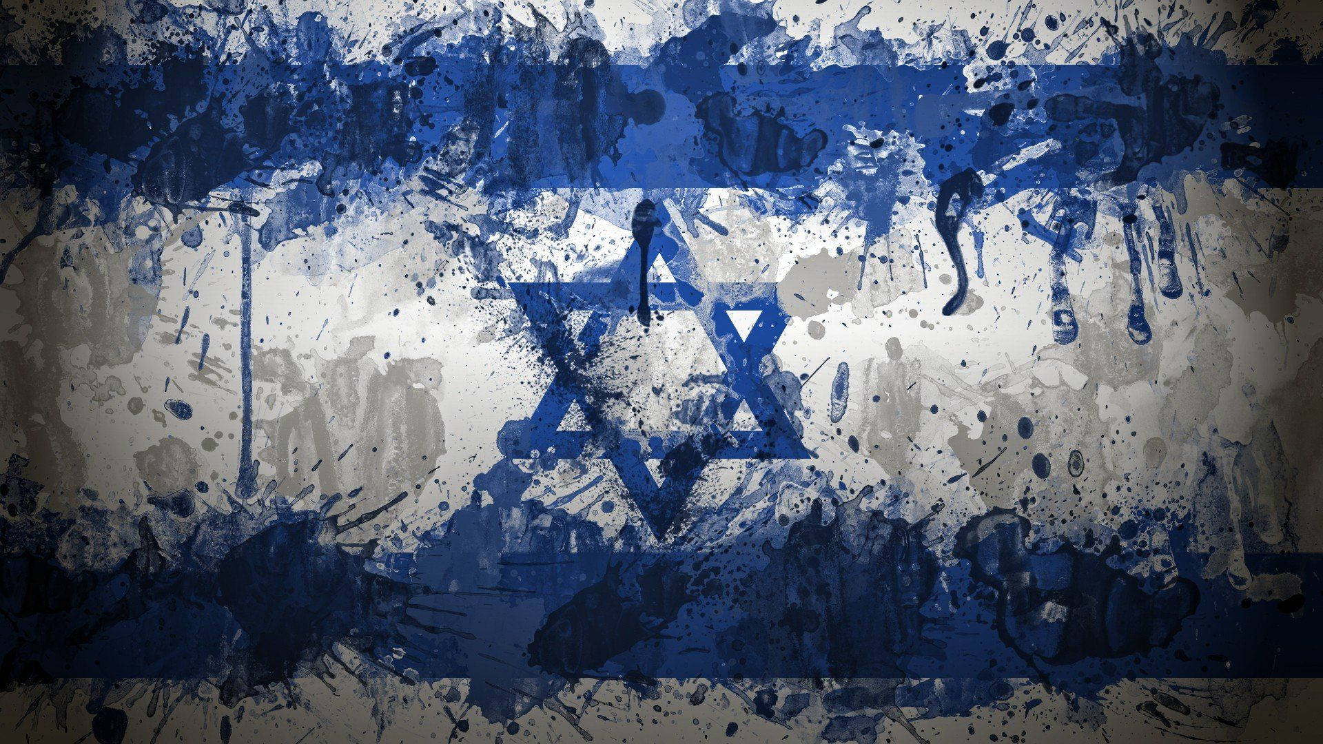 Israel Flag With Paint Splatter Design Wallpaper