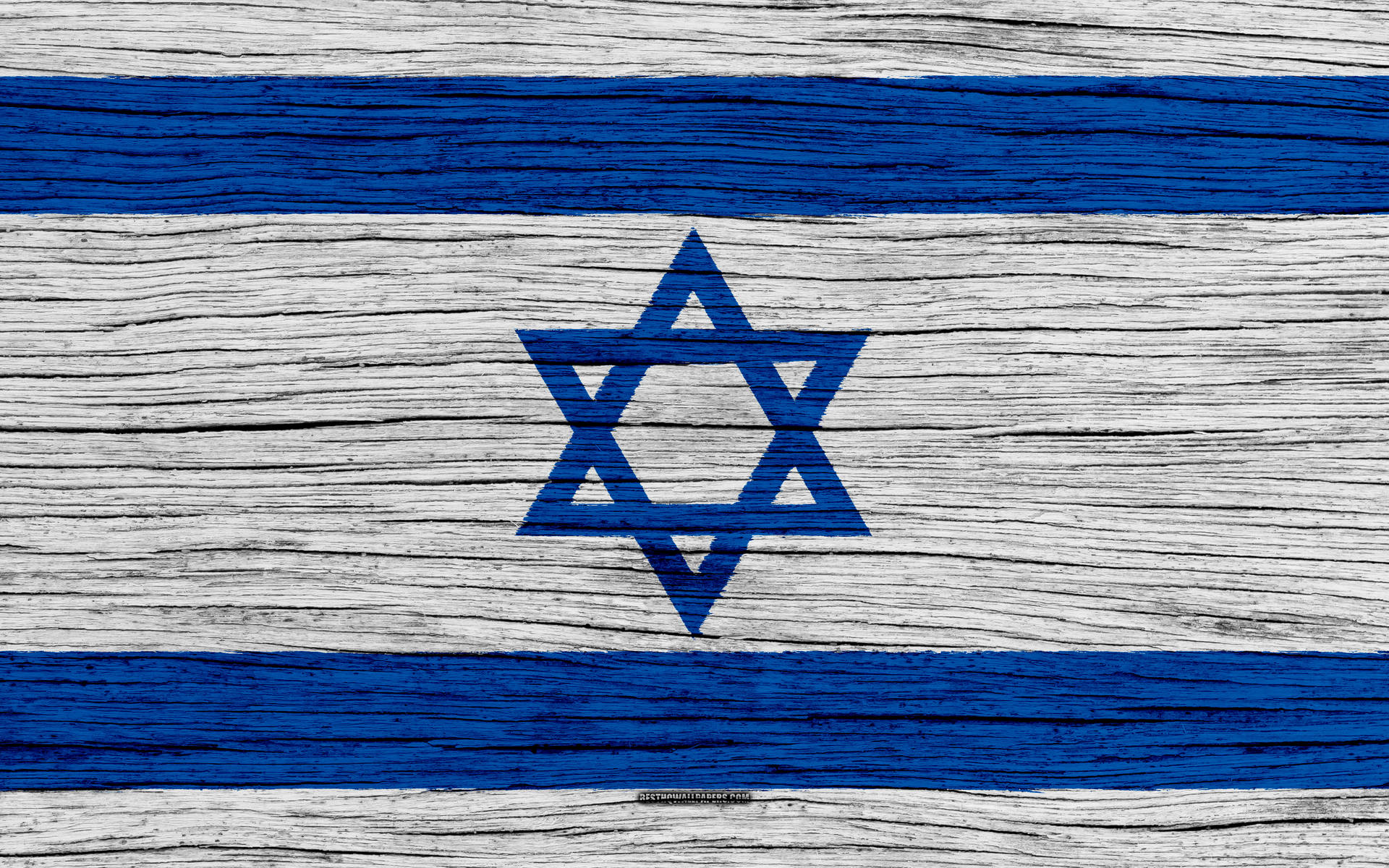 Israel Flag With Wooden Texture Wallpaper