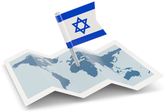 Israel Flag World Map Icon PNG