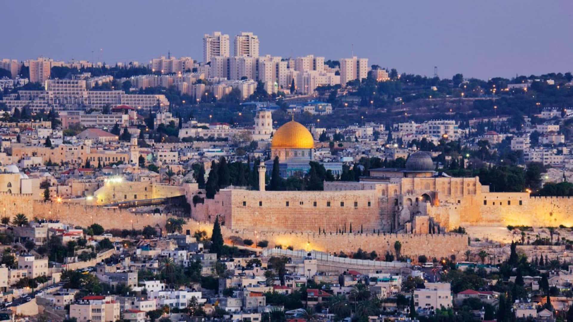 Sfondospettacolare Alba Su Gerusalemme, Israele