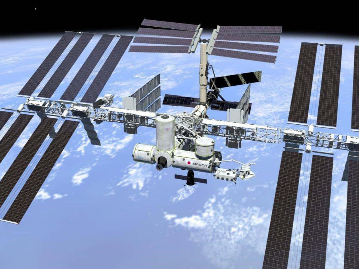International Space Station orbiting Earth Wallpaper