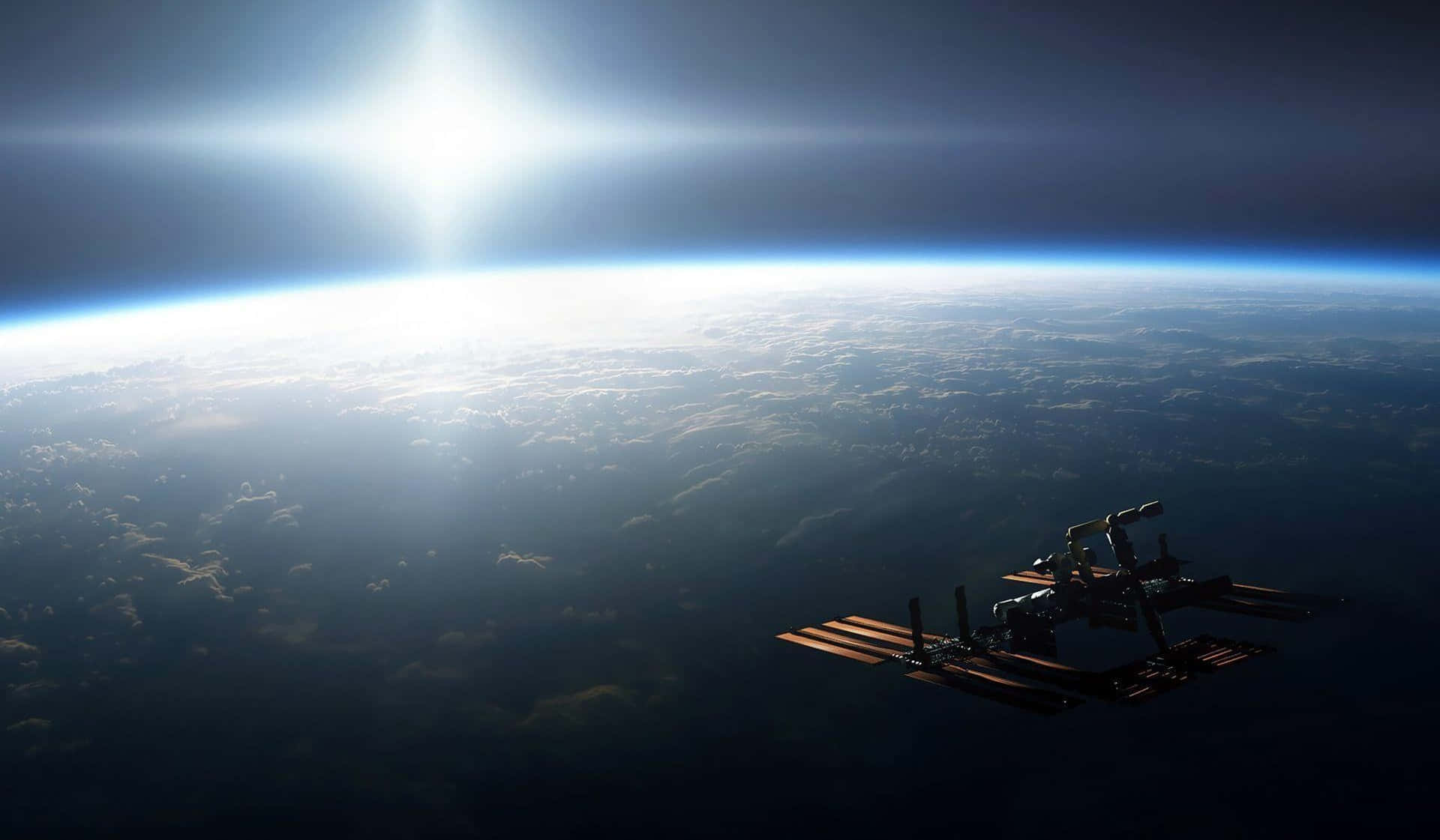 International Space Station in orbit around Earth Wallpaper