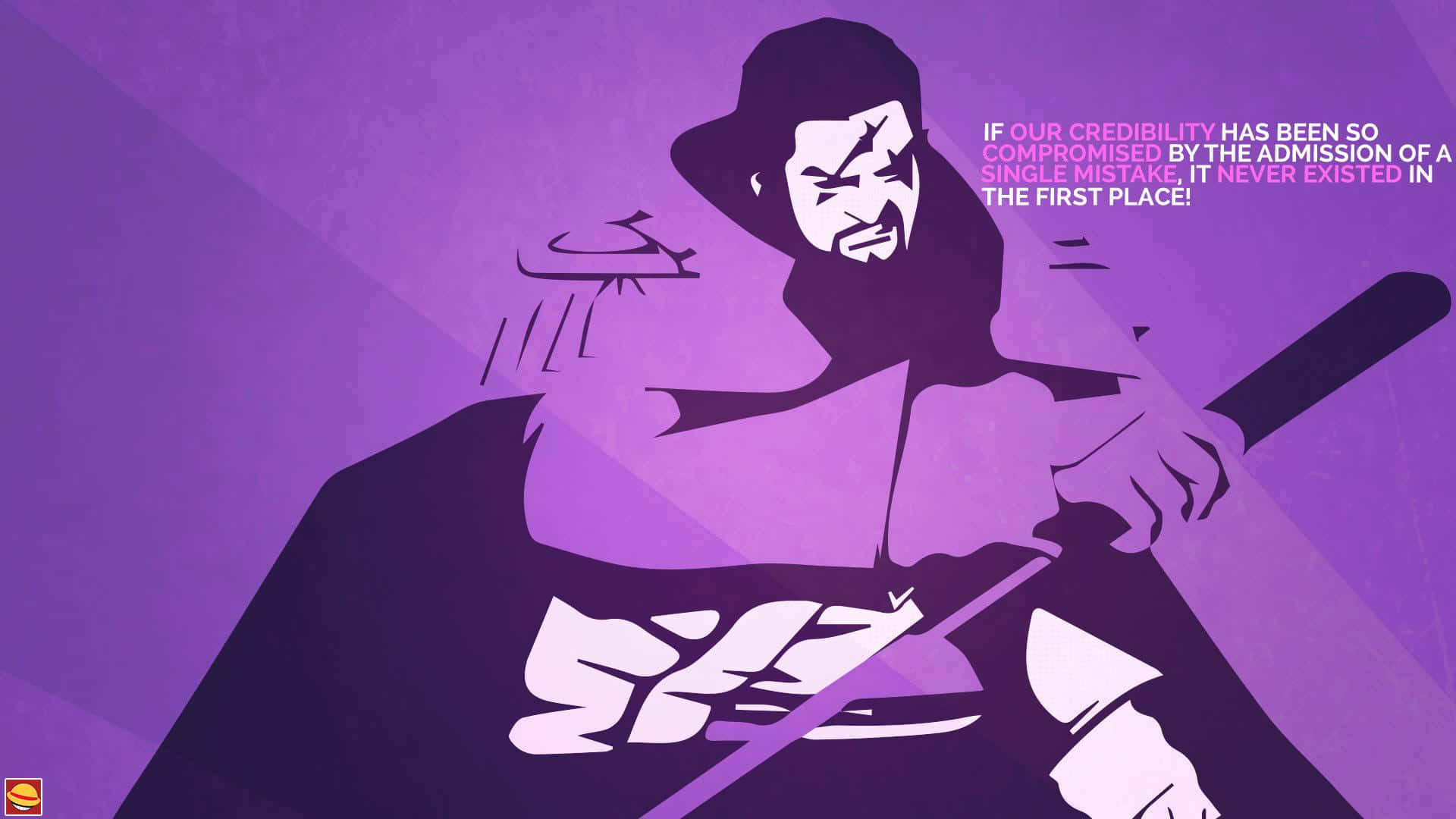 A Purple Background With A Man Holding A Sword Wallpaper