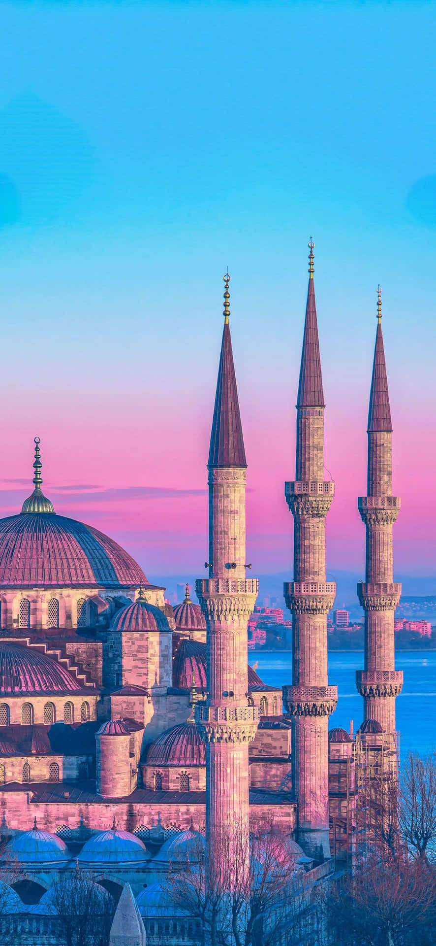 Istanbul Mosque Spiresat Sunset Wallpaper