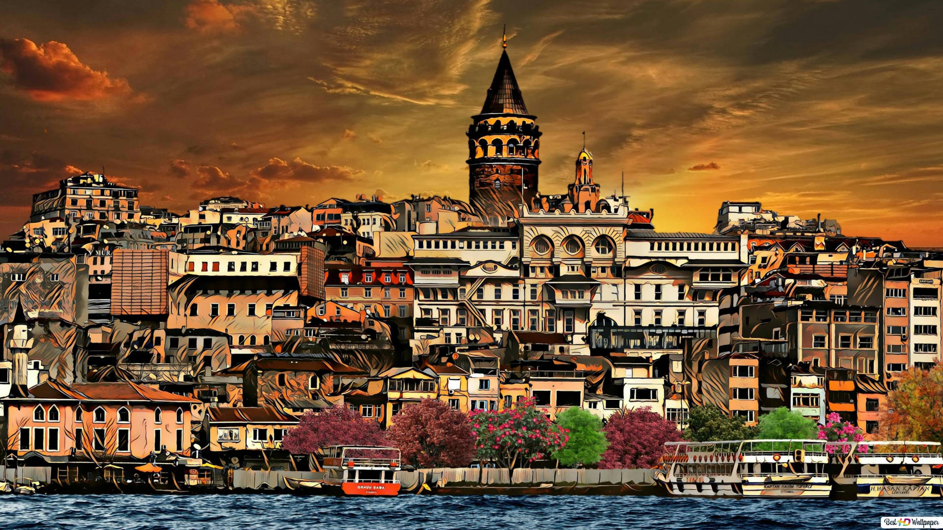 Istanbul's Stunning Grandeur Scene Wallpaper