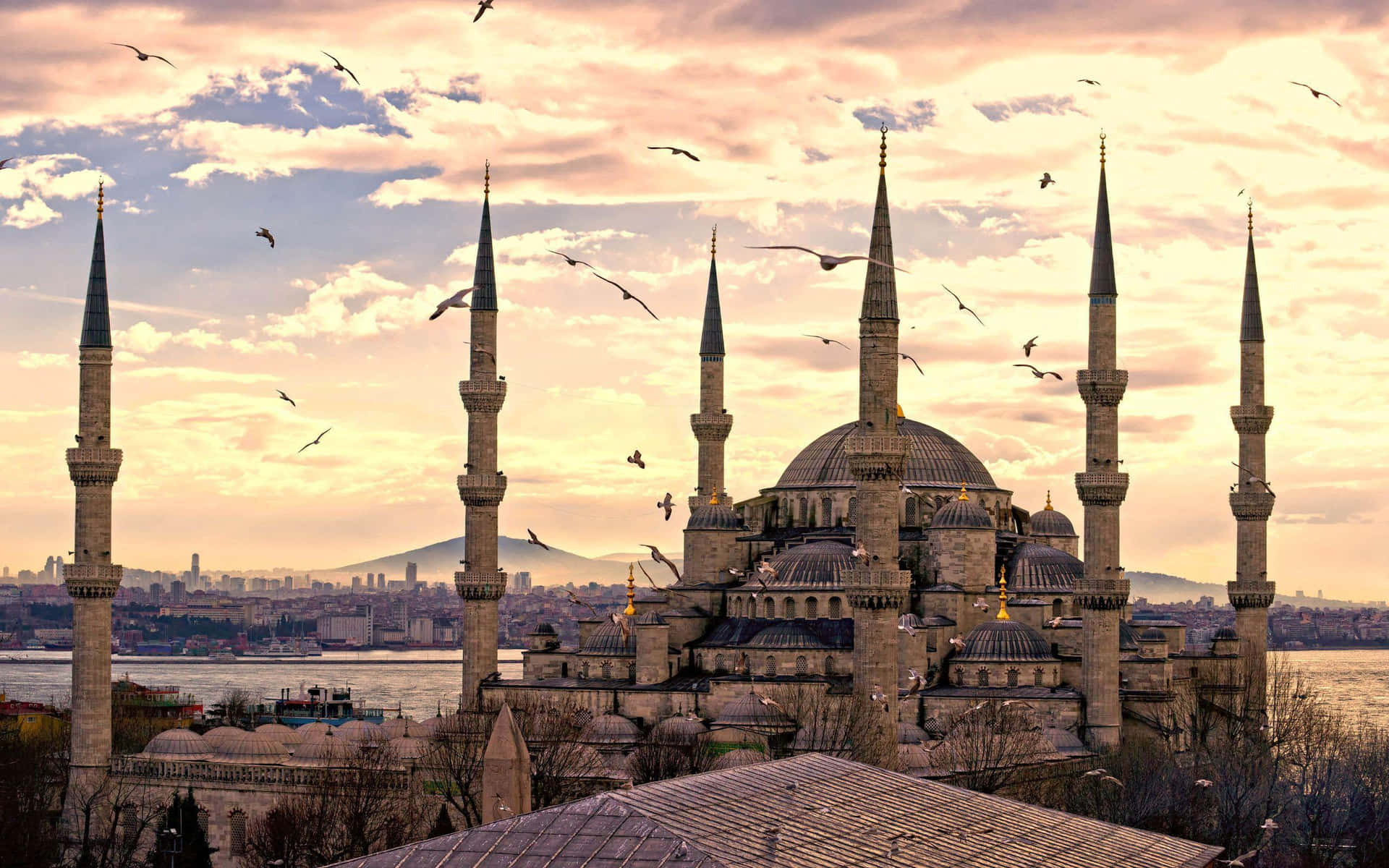 Istanbul Sultanahmet Camii Gunbatimi Wallpaper