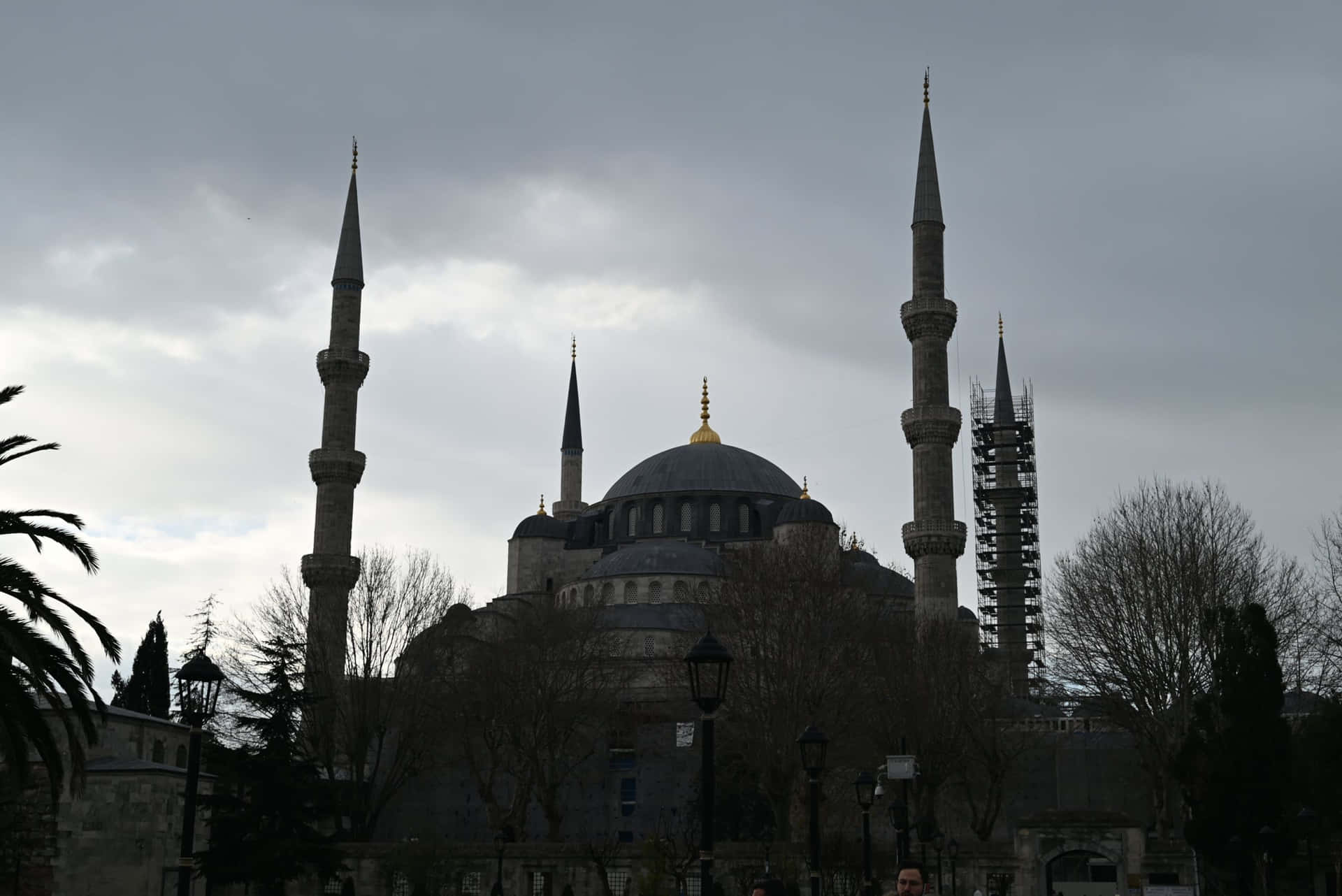 Istanbul,turquía, Mezquita Azul En Escala De Grises. Fondo de pantalla