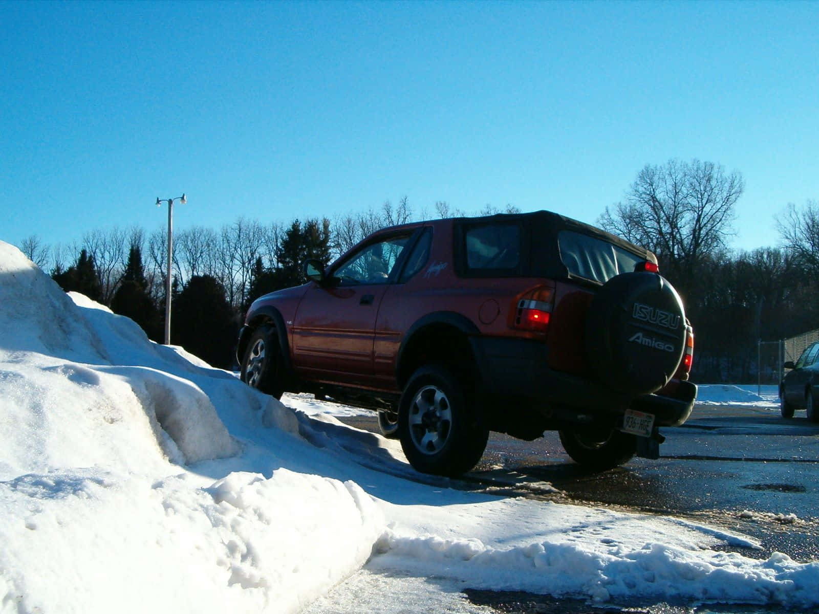 Isuzu Amigo Winter Parkeren Achtergrond