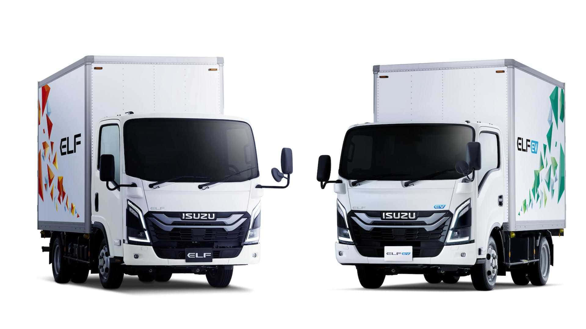 Isuzu Elf Doos Truck Modellen Achtergrond