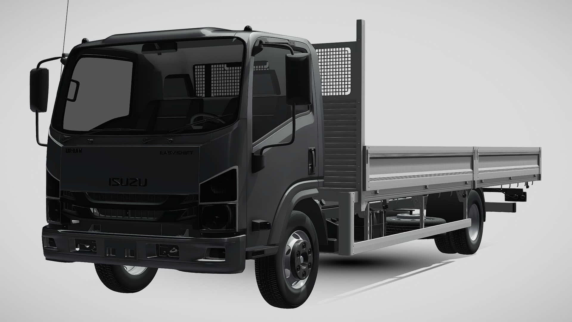 Isuzu Elf Vlakbed Truck 3d Render Achtergrond