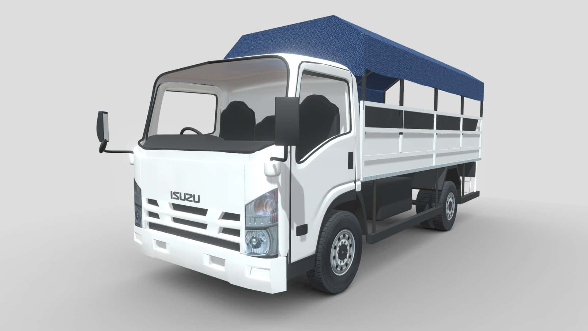 Isuzu Elf Valkoinen Kuorma-auto 3d-malli Taustakuva