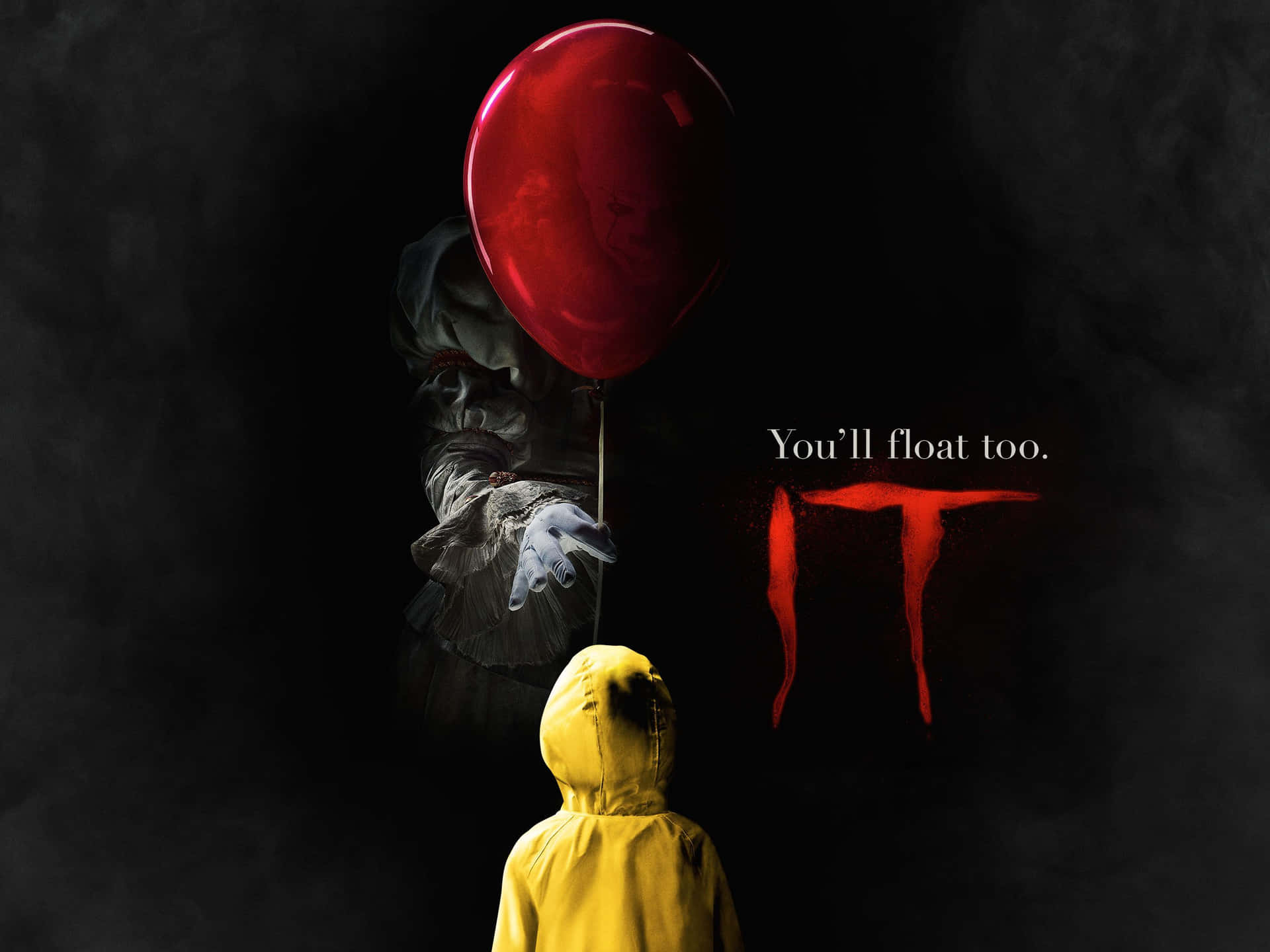 Det er et plakat med et barn i gul og rød. Wallpaper