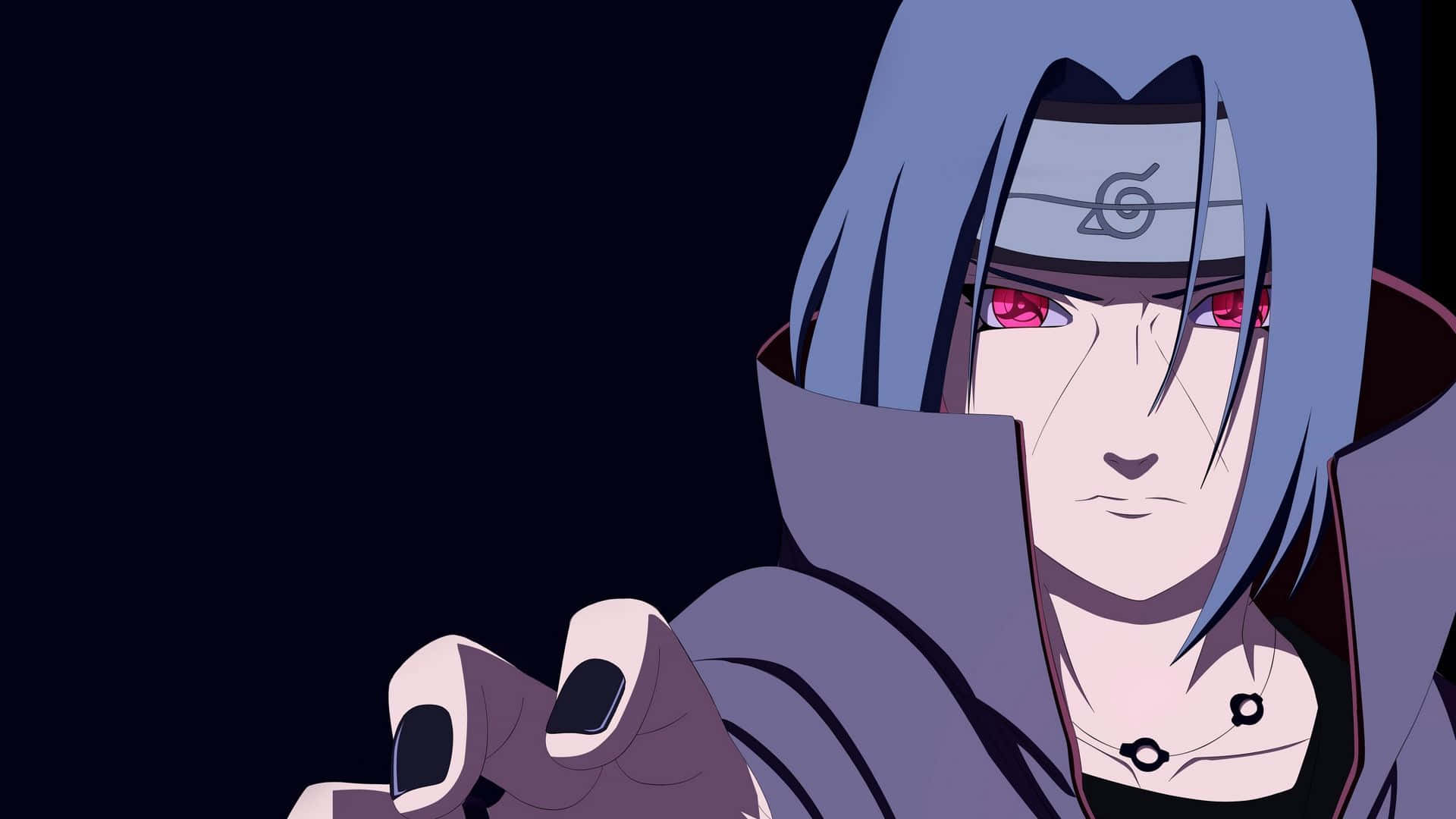 Itachi Aesthetic With Fierce Expression And Sharingan Eyes Wallpaper