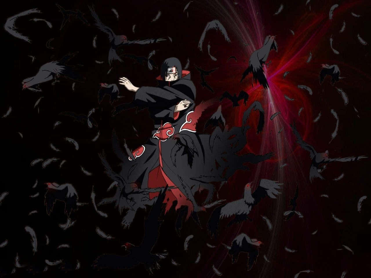 Itachi Live Fighting With Crows Wallpaper