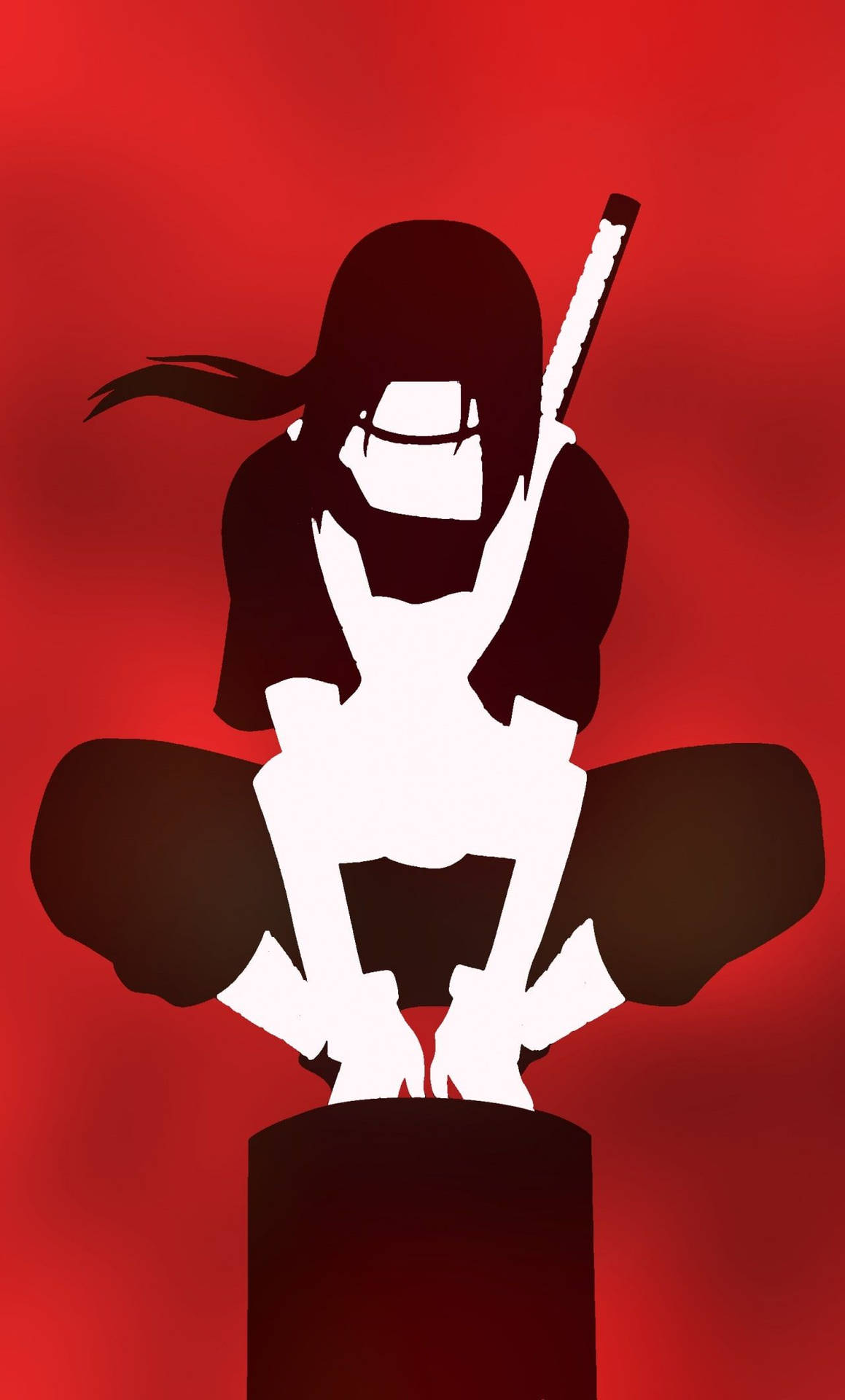 Itachi Phone On Blurry Red Wallpaper
