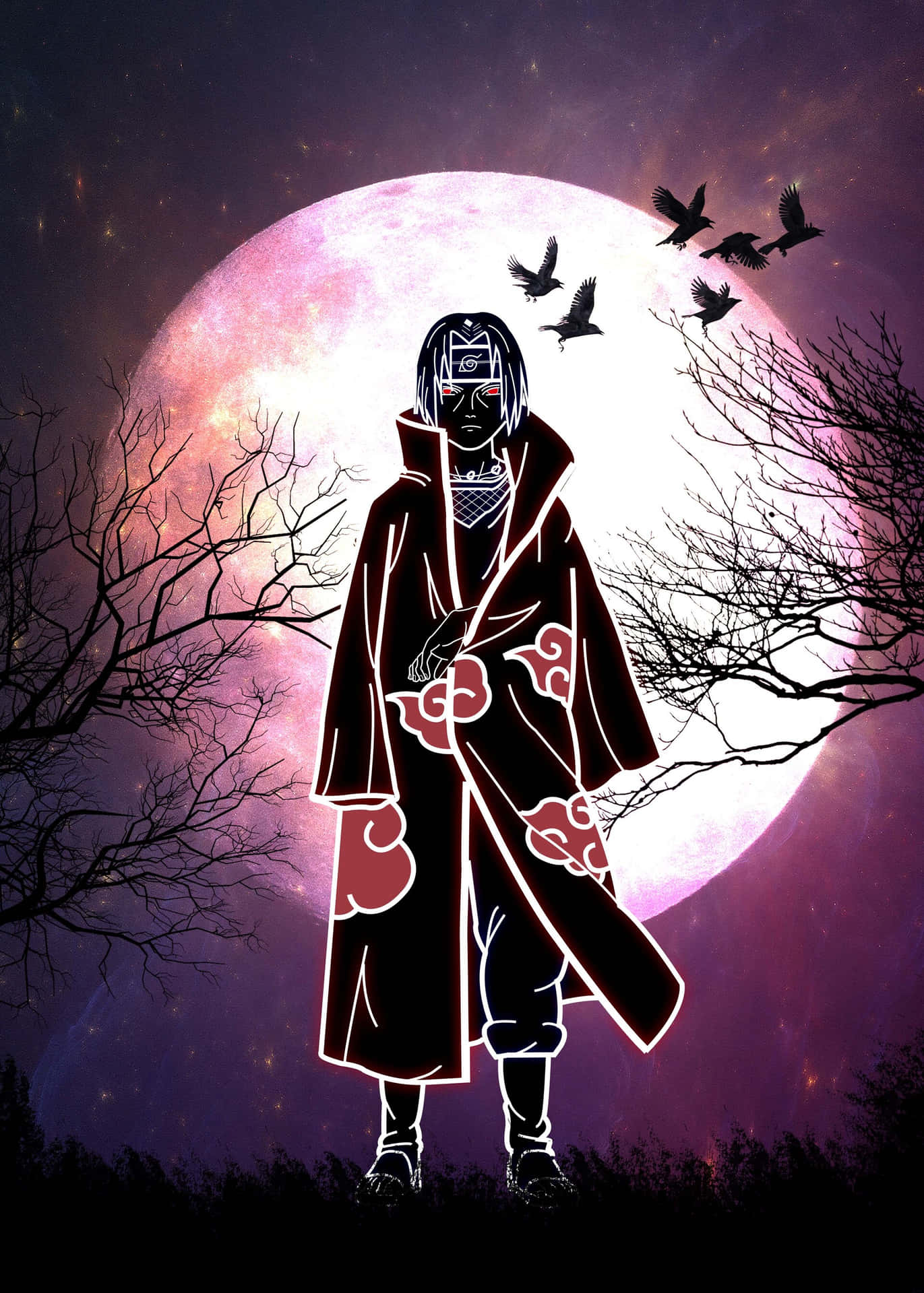 Itachi Silhouette Moonlit Night Wallpaper