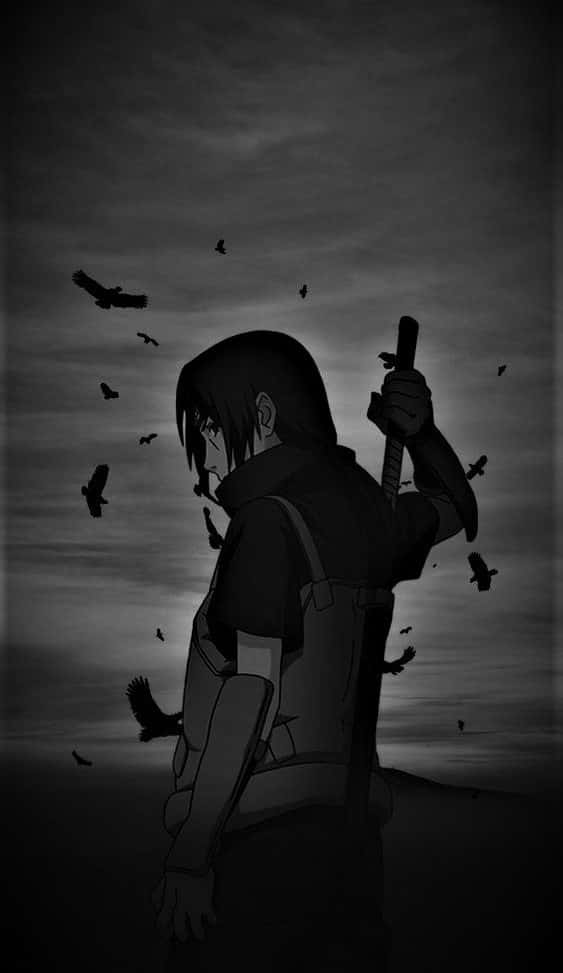 Download Itachi Silhouettewith Crows Wallpaper | Wallpapers.com