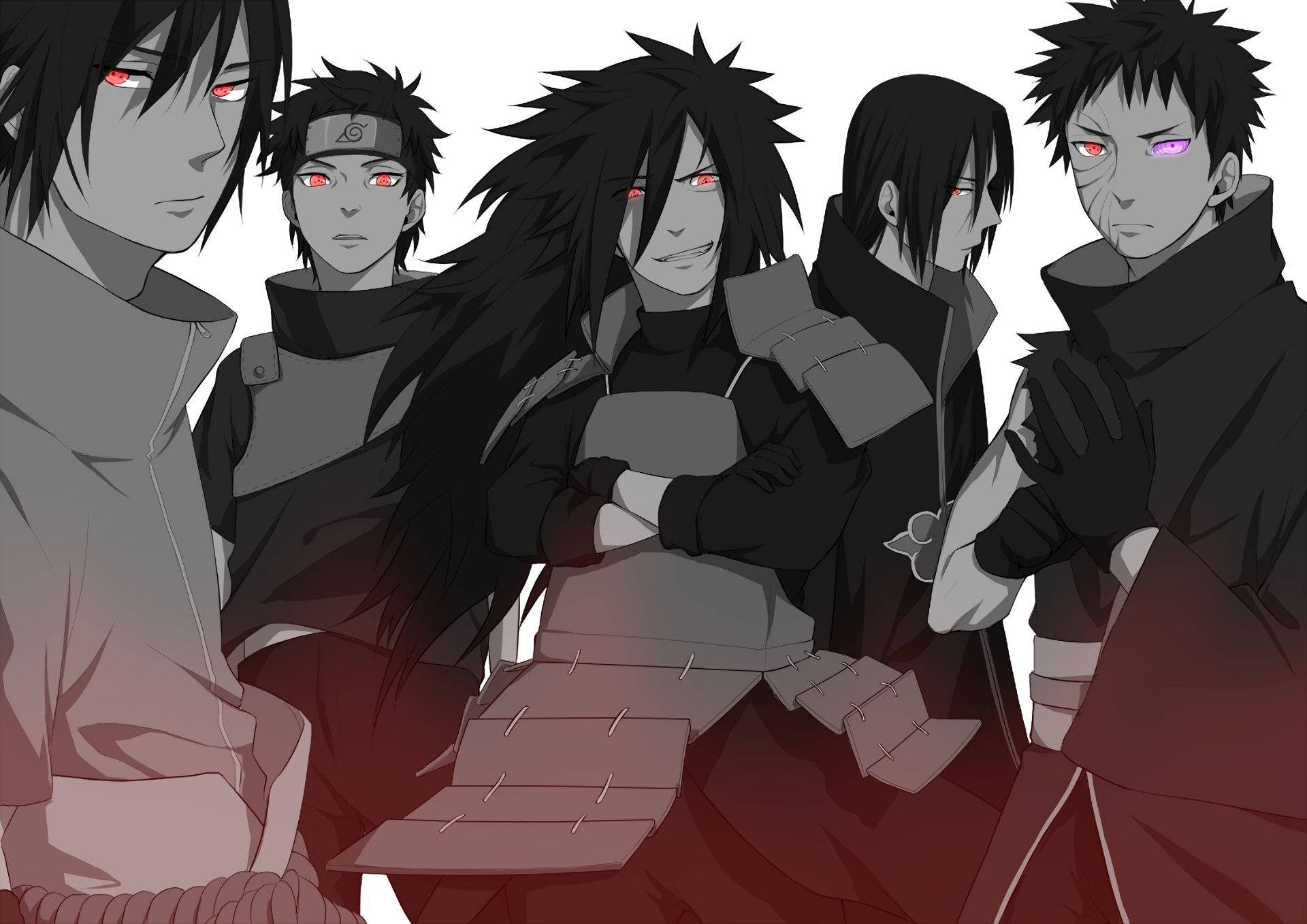 A solemn look of Itachi Uchiha, the leader of the Uchiha Clan. Wallpaper