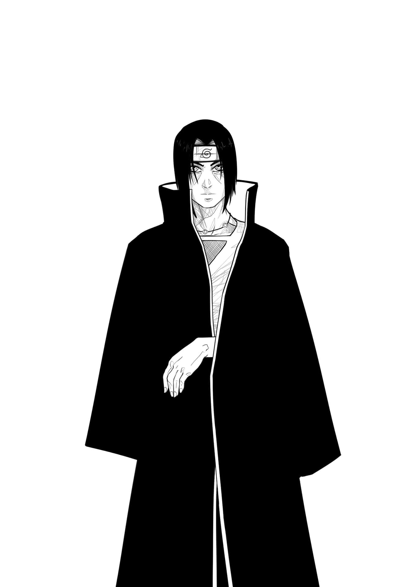 Itachi_ Uchiha_ Black_and_ White_ Artwork Wallpaper