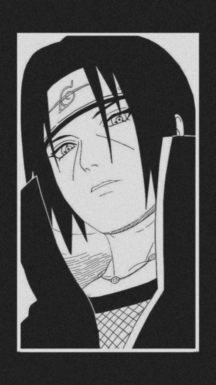 Itachi Uchiha Black White Portrait Wallpaper