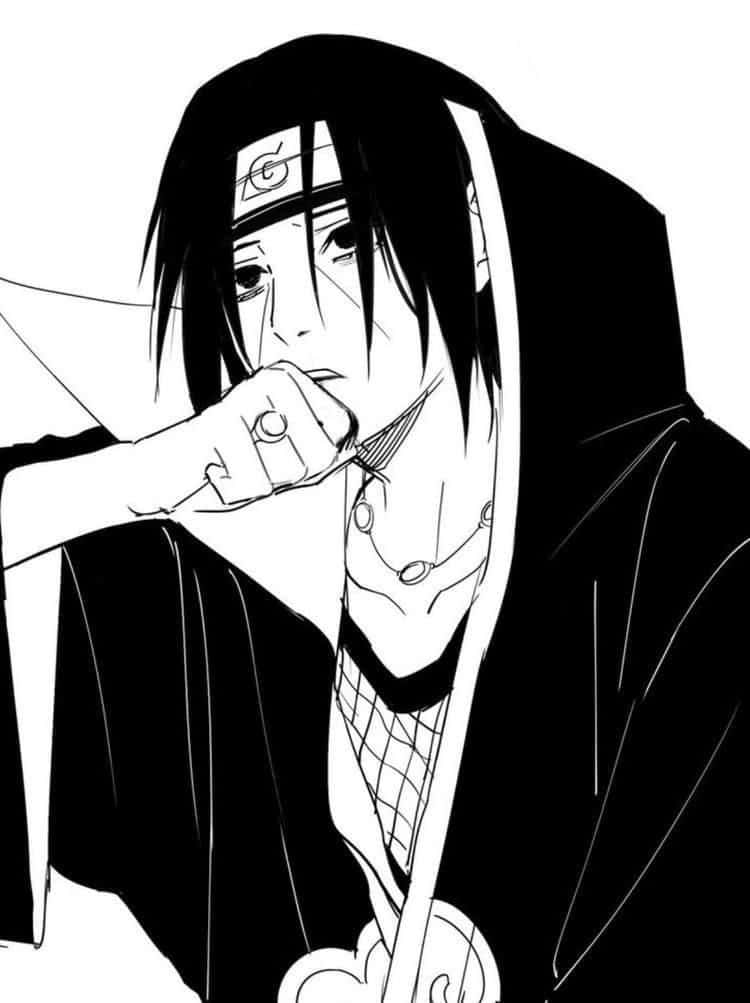 Itachi Uchiha Black White Sketch Wallpaper