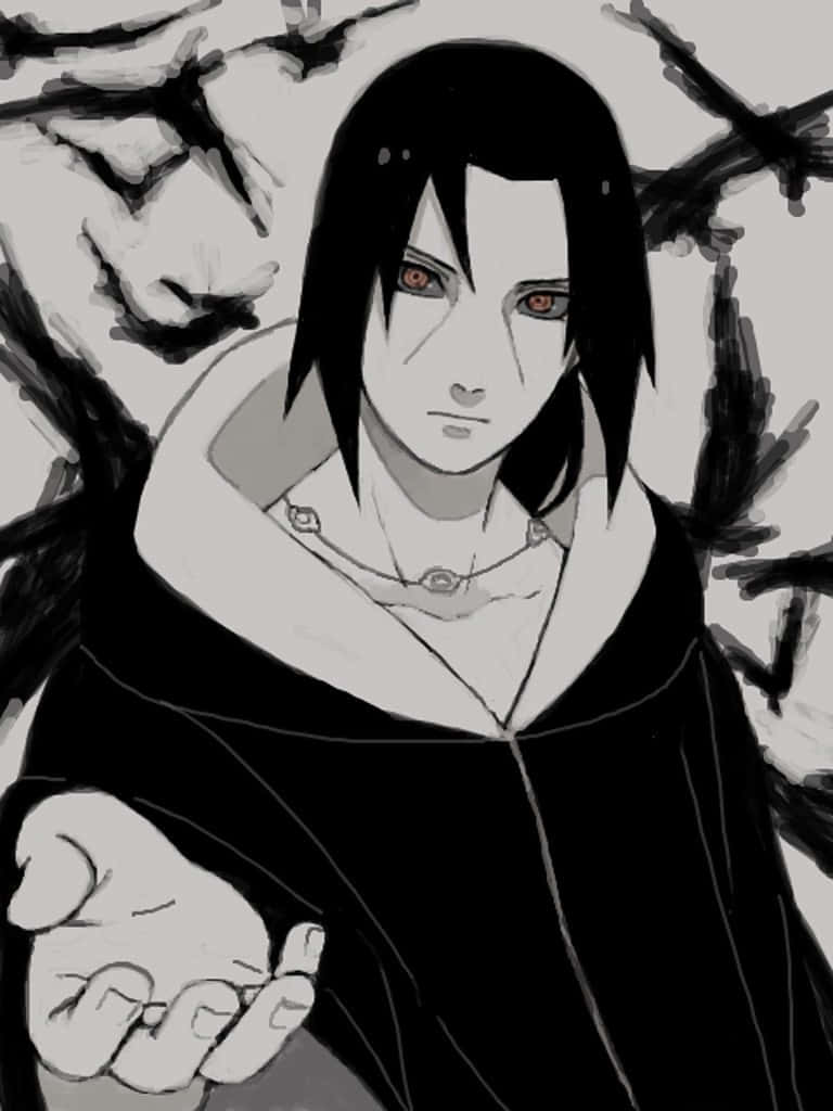 Itachi Uchiha Monochrome Artwork Wallpaper