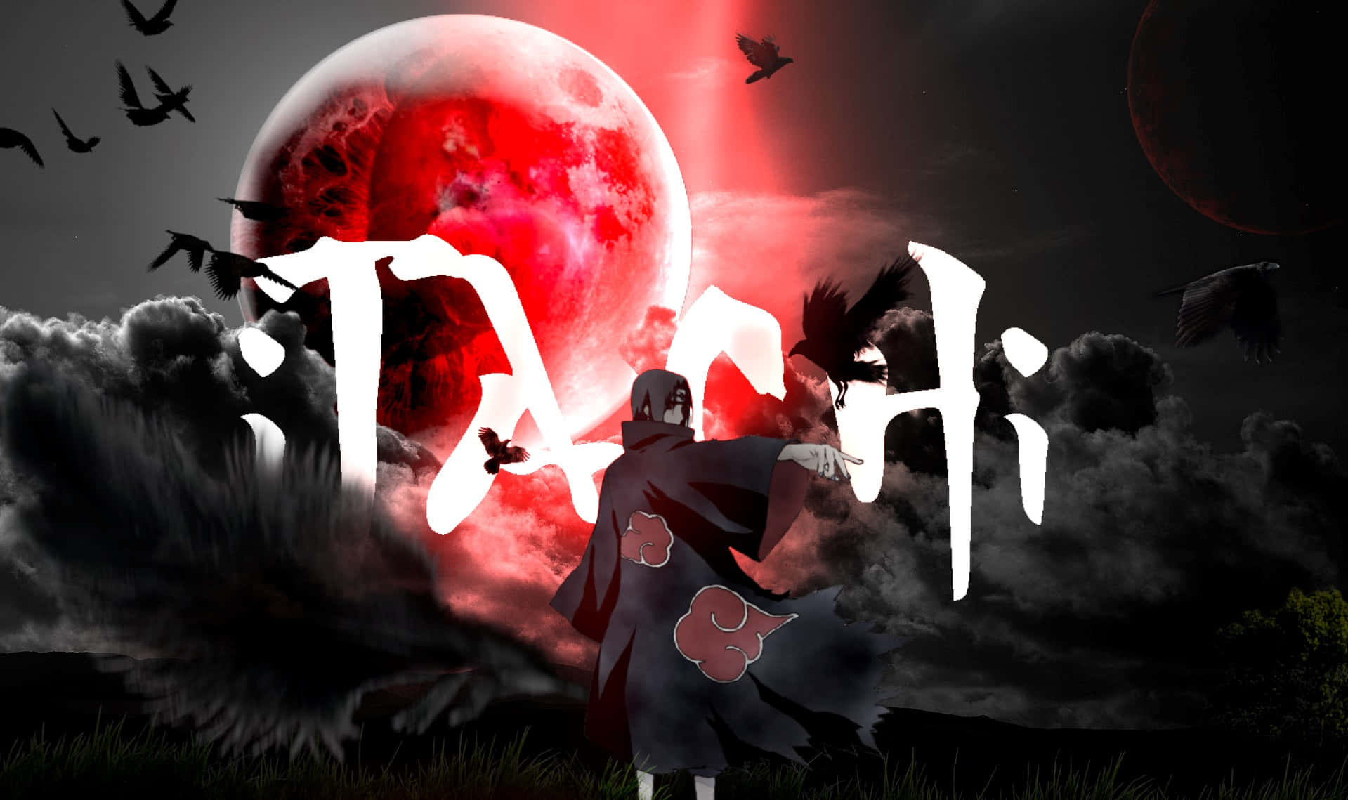 Itachi Uchiha Red Moon Wallpaper