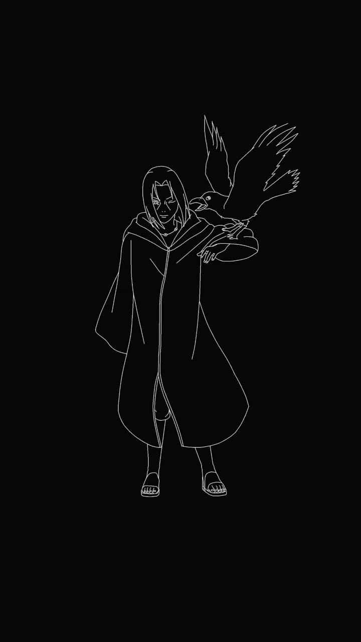 Itachi_ Uchiha_with_ Crow_ Minimalist_ Art Wallpaper