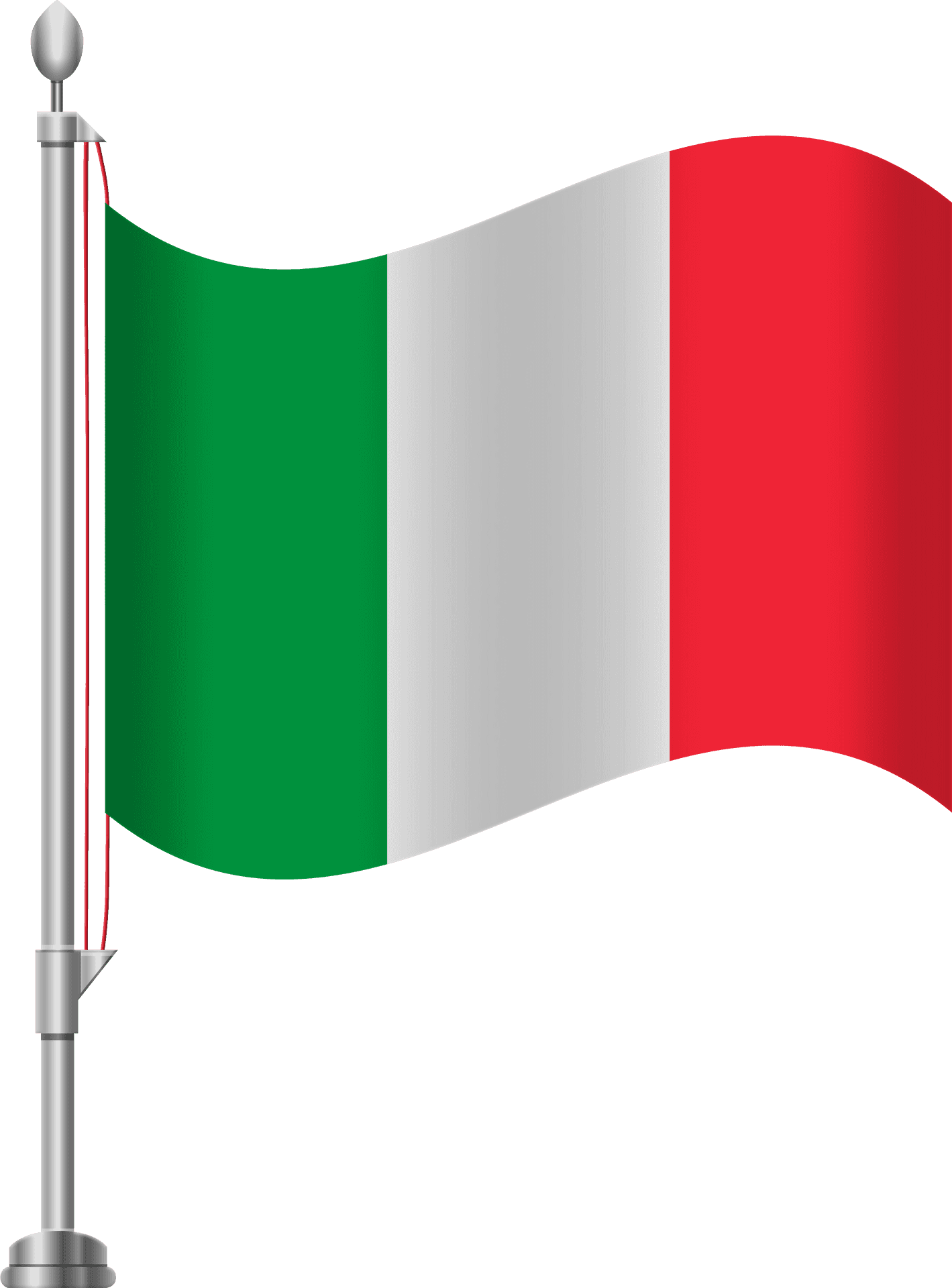 Italian Flag Wavingon Pole PNG