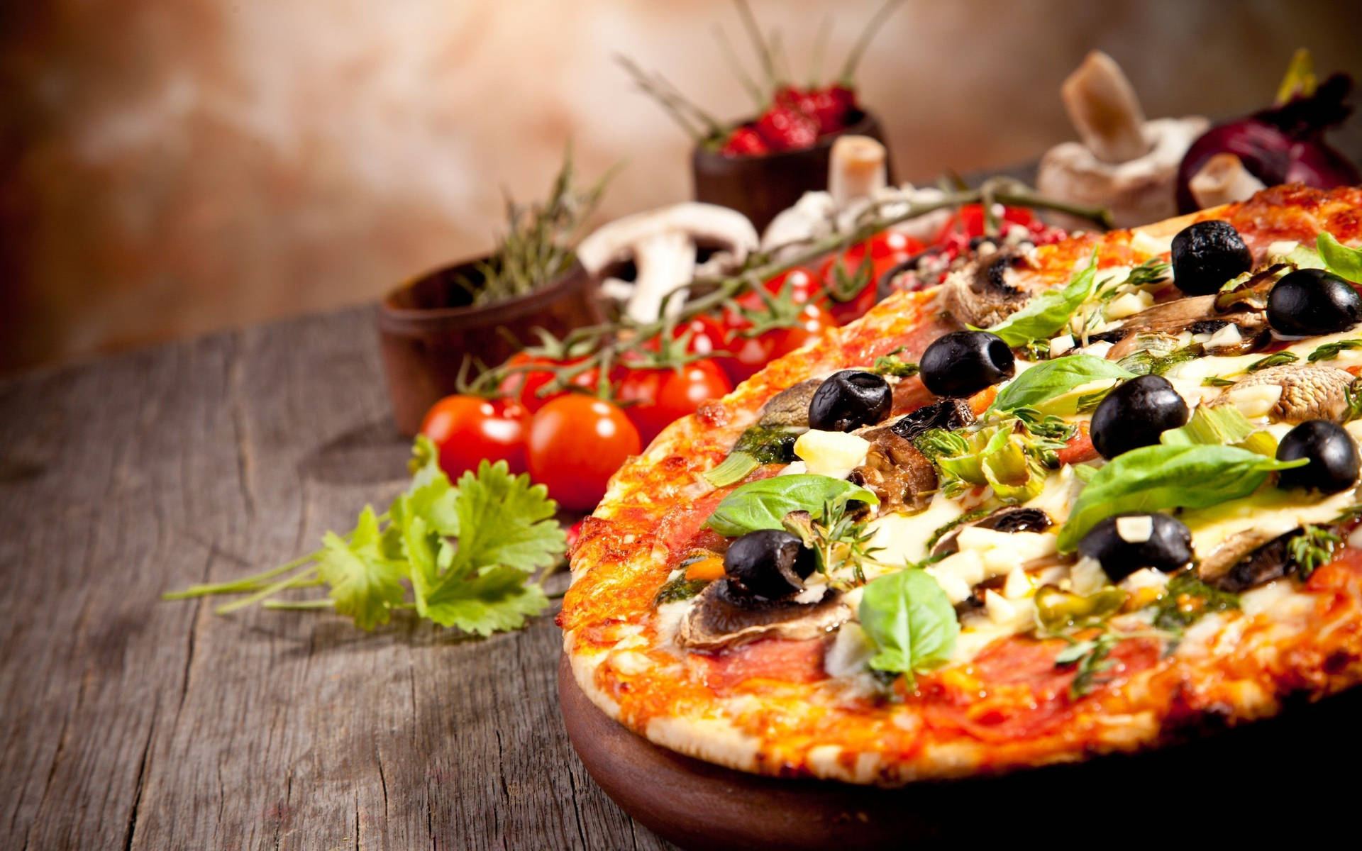 Italienisches Essen Gemüse Pizza Wallpaper