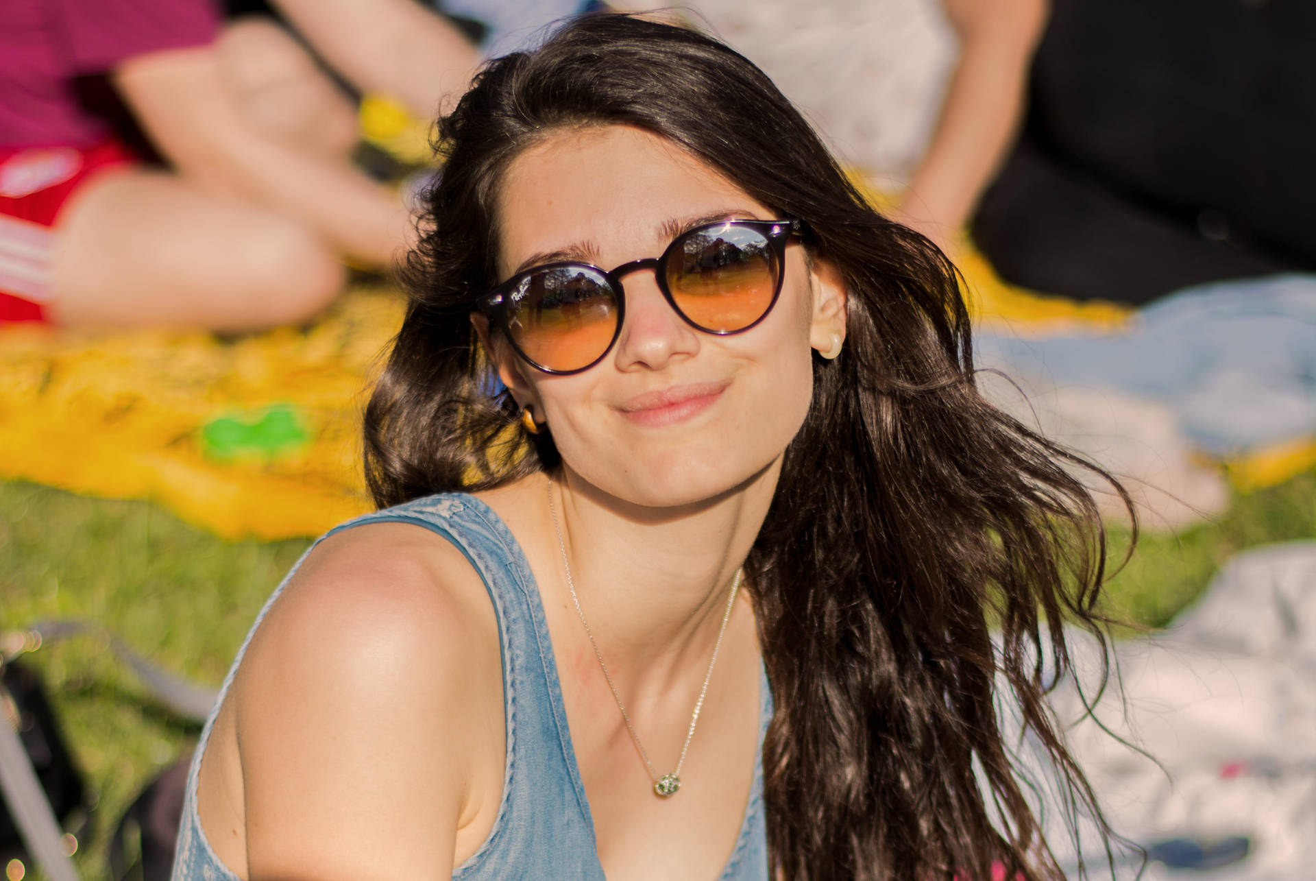 Italian Girl Wearing Sunglasses Outdoors Picture