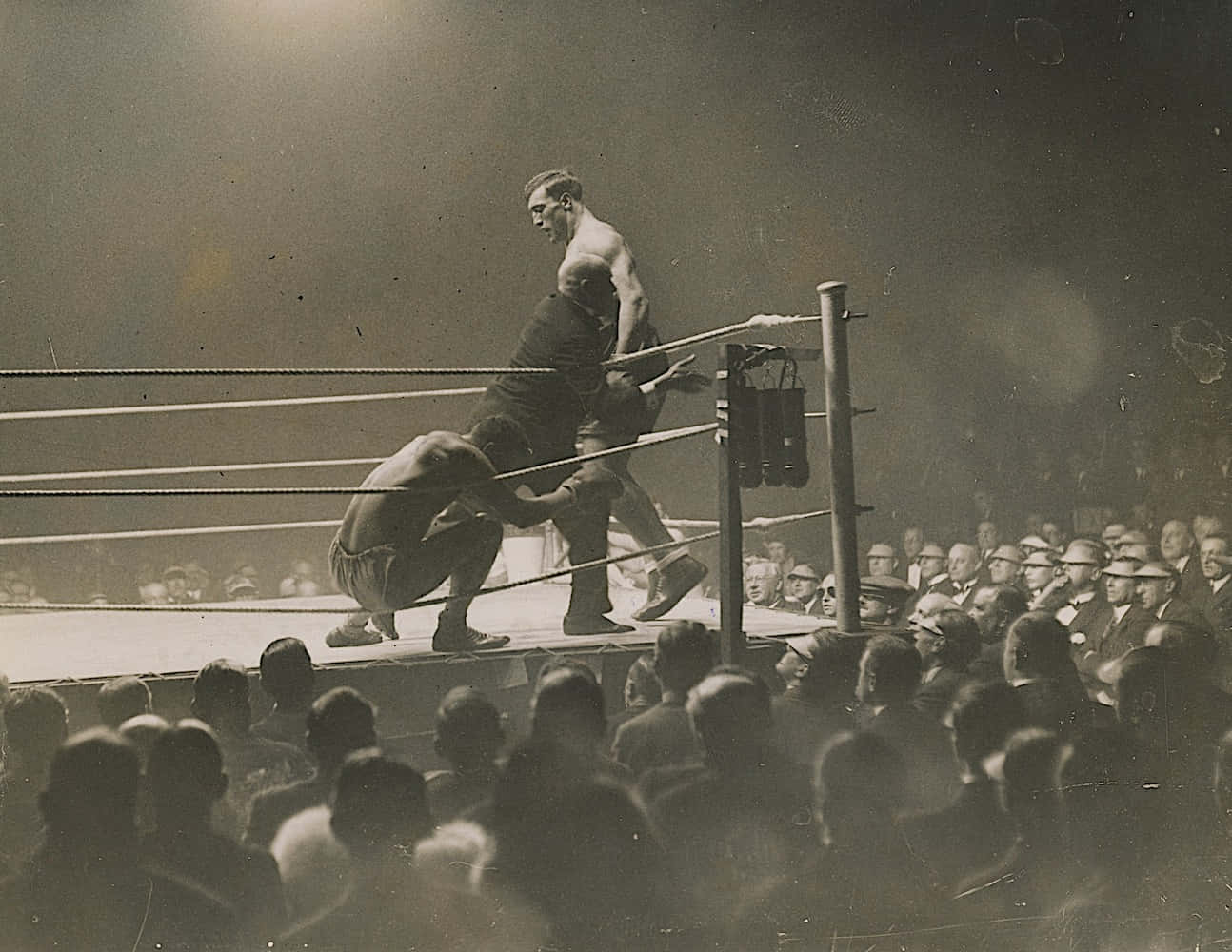 Italian Professional Boxer Primo Carnera Towering Against Reggie Meen Picture