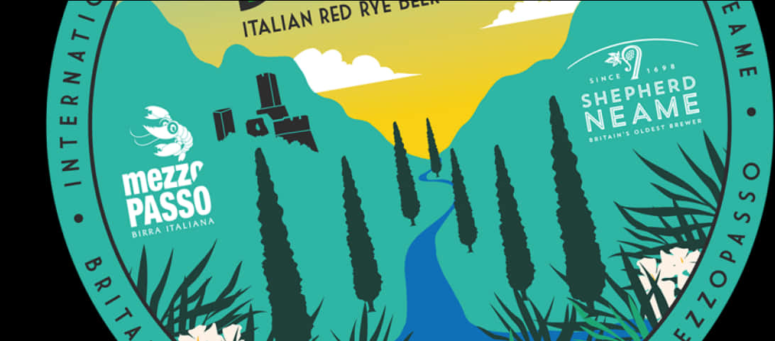 Italian Red Rye Beer Label Design PNG