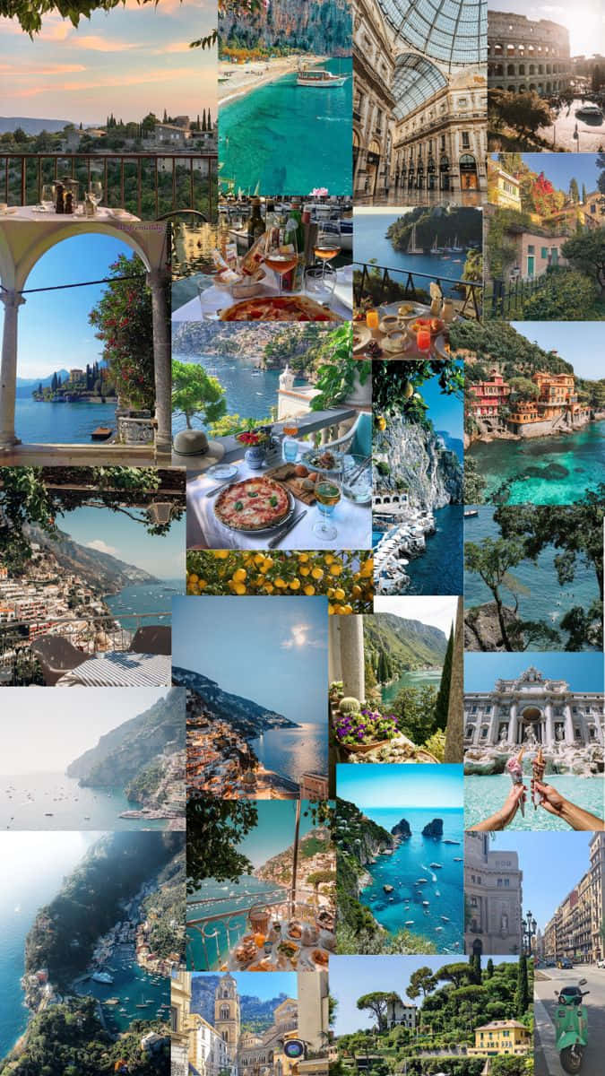 A Collage Of Pictures Of Different Places In Italy Wallpaper