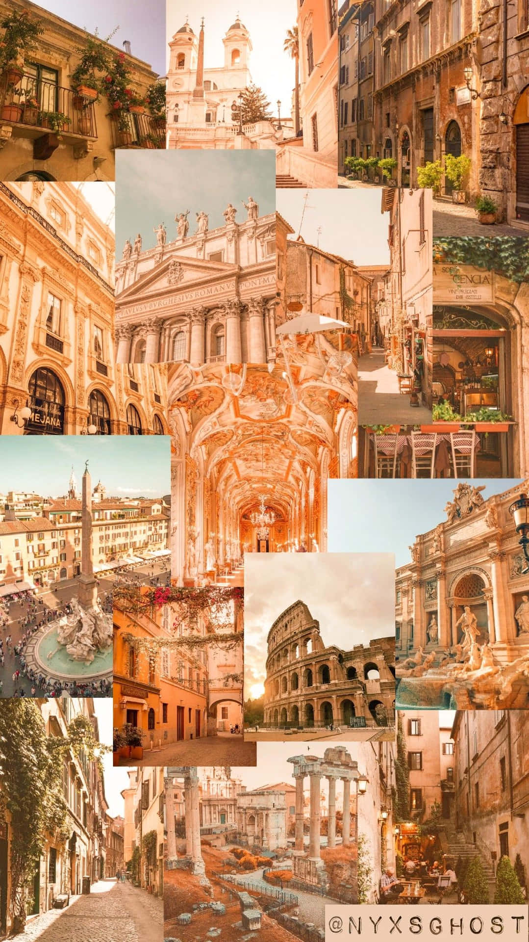 Kollageav Bilder På Byggnader I Rom Wallpaper