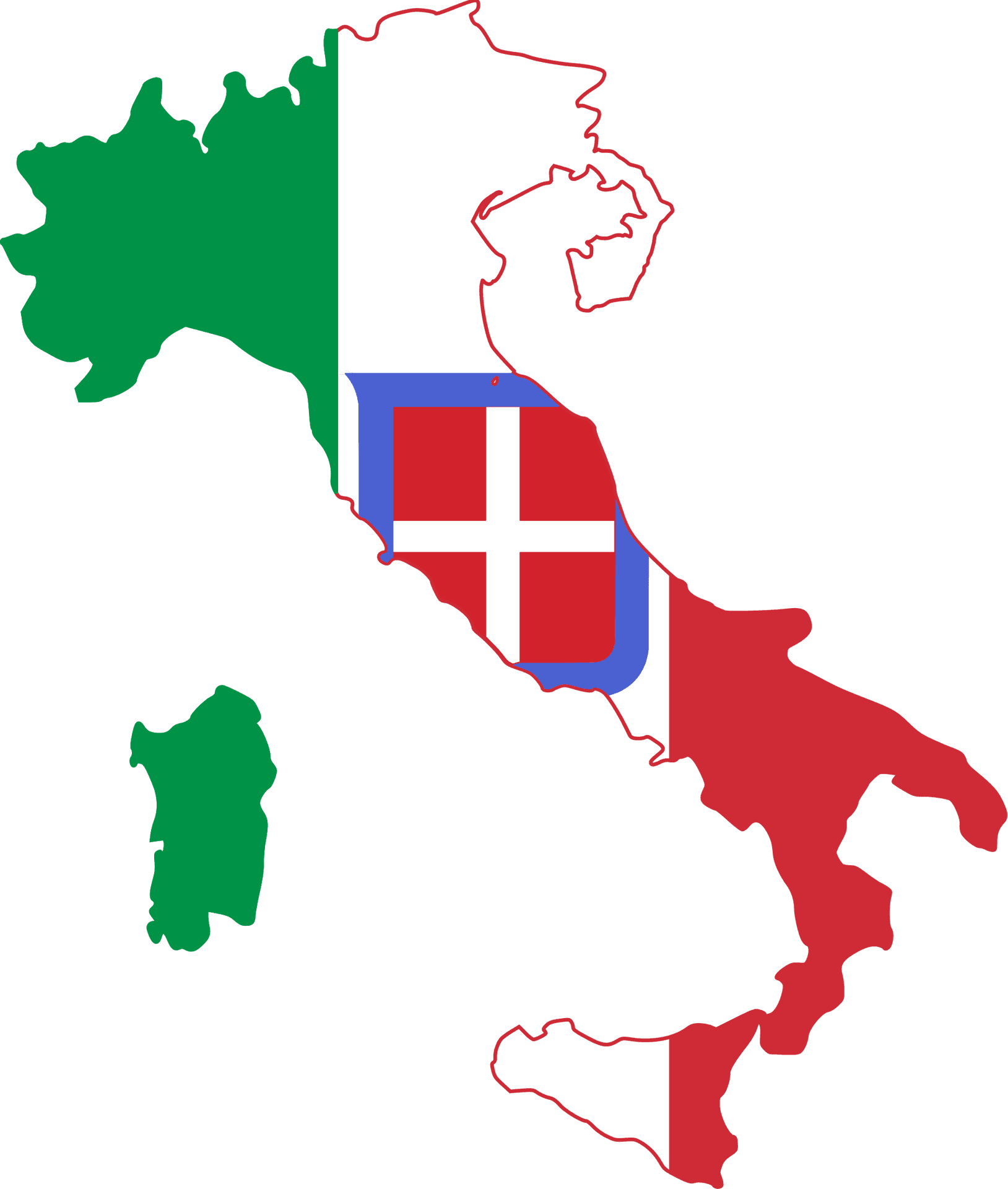 Italy Mapwith Flag Overlay PNG