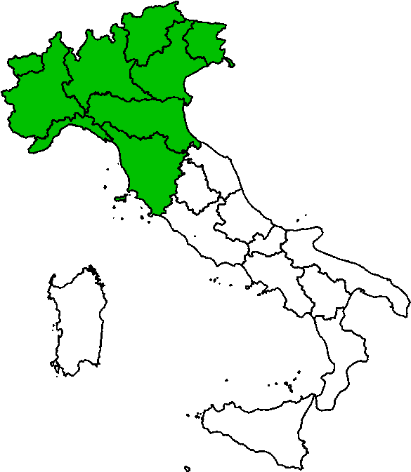 Italy Regions Map Green North PNG