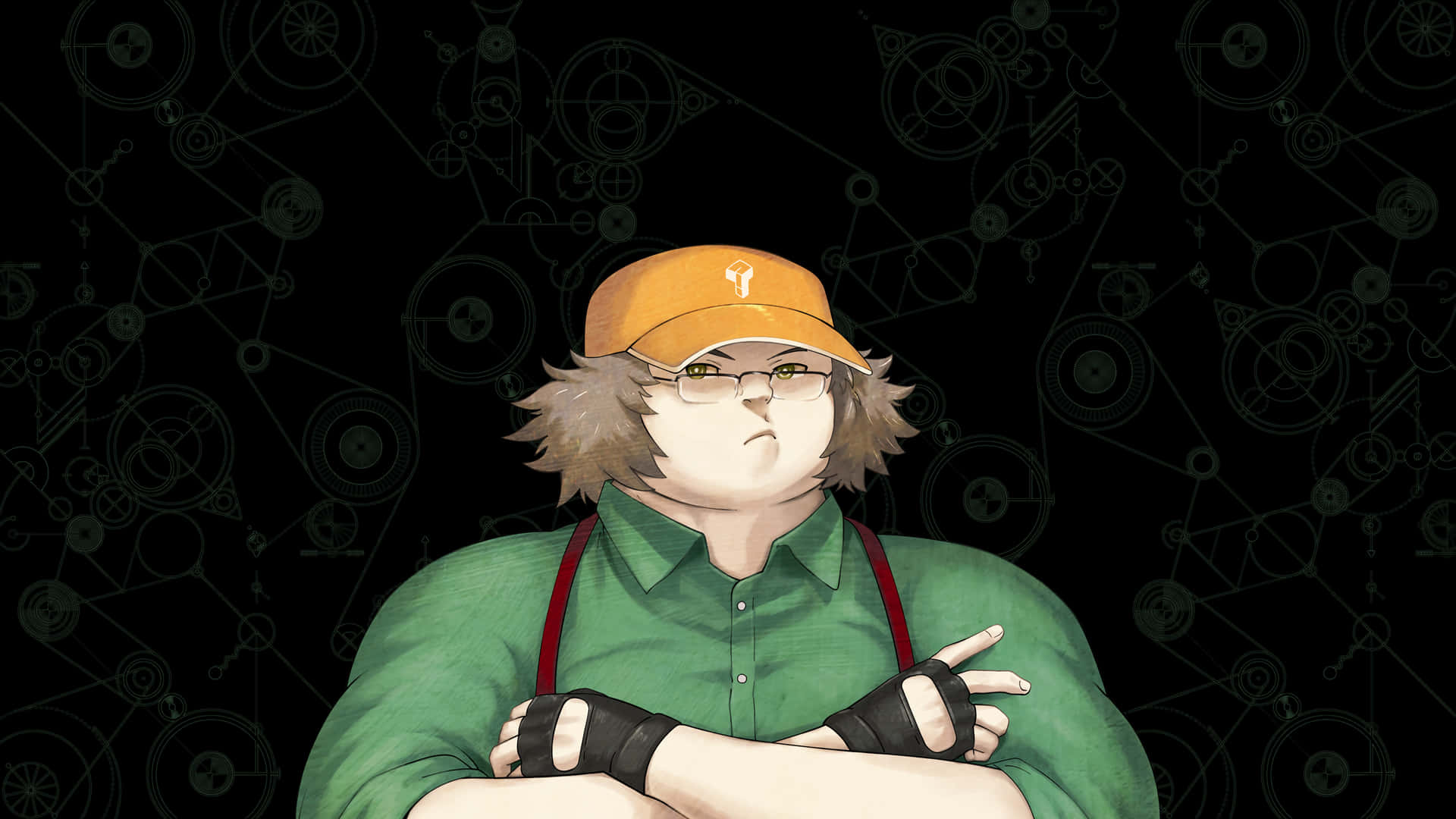 Itaru Hashida, the genius scientist from Steins;Gate, contemplating in his lab Wallpaper