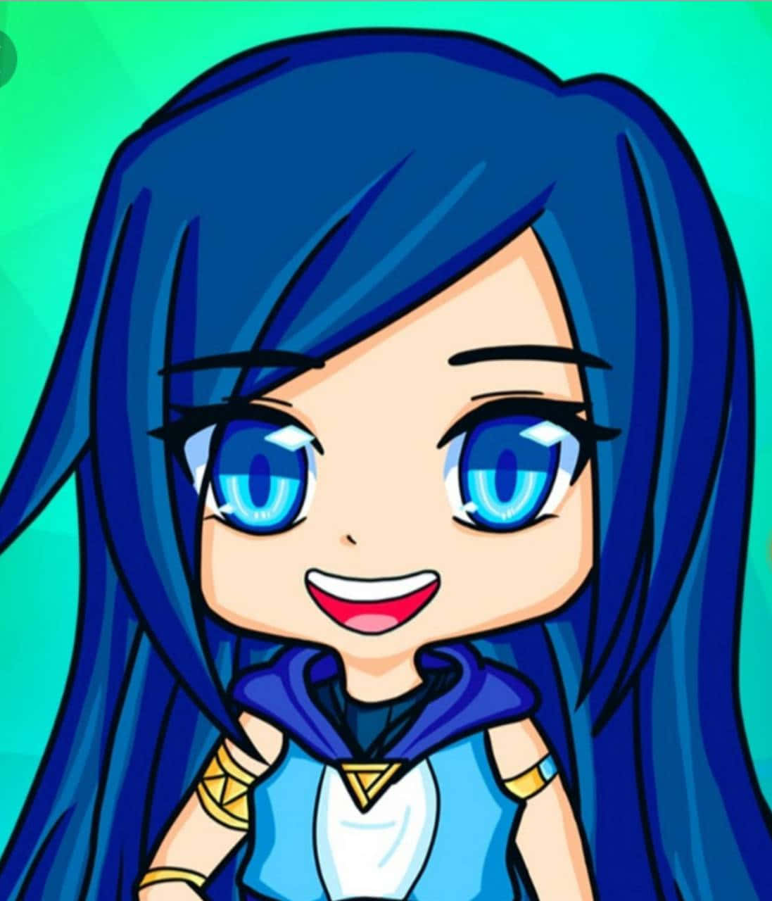 A Cartoon Girl With Blue Hair And Blue Eyes Wallpaper