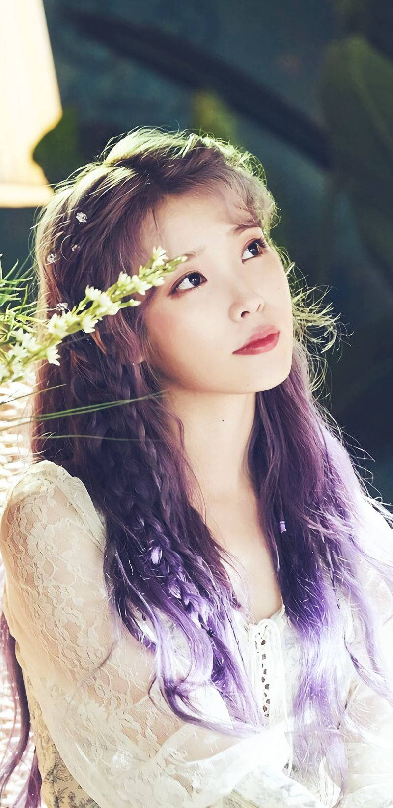 Iulila Flätat Hår (as A Suggestion For A Computer Or Mobile Wallpaper Featuring The Musician Iu With Purple Braided Hair) Wallpaper
