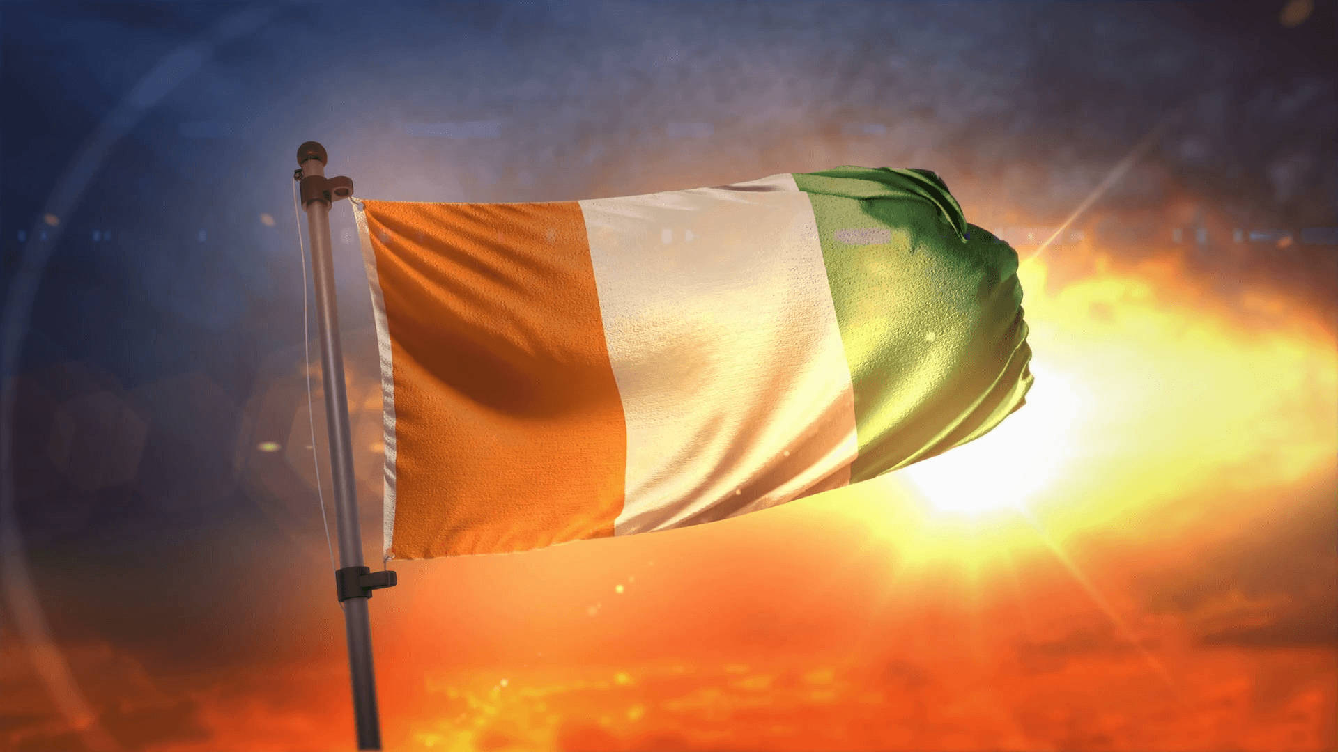 Ivory Coast Flag Under The Sunlight Background