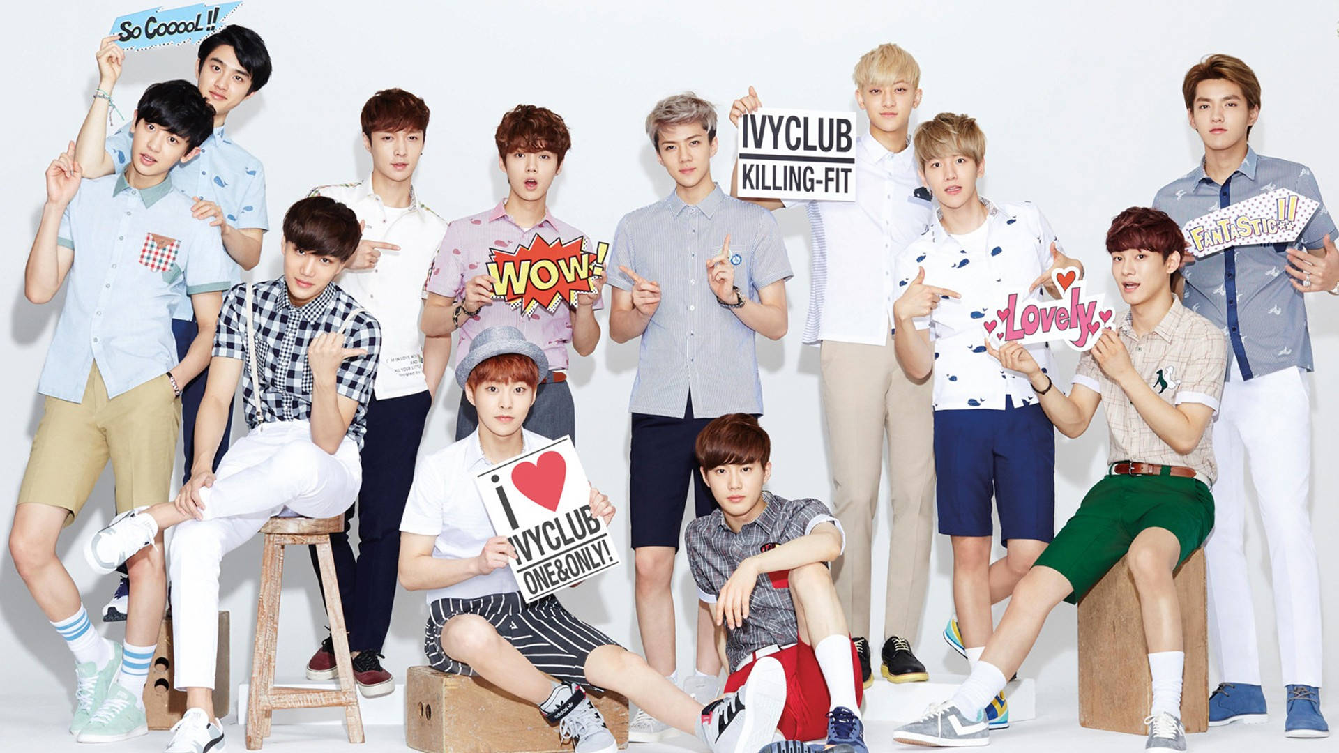 EXO Group posing for Ivy Club. Wallpaper