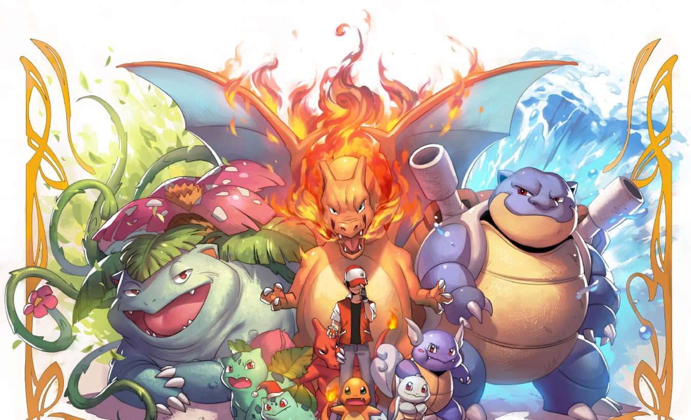 Ivysaur, Ash, And Other Pokemon Wallpaper